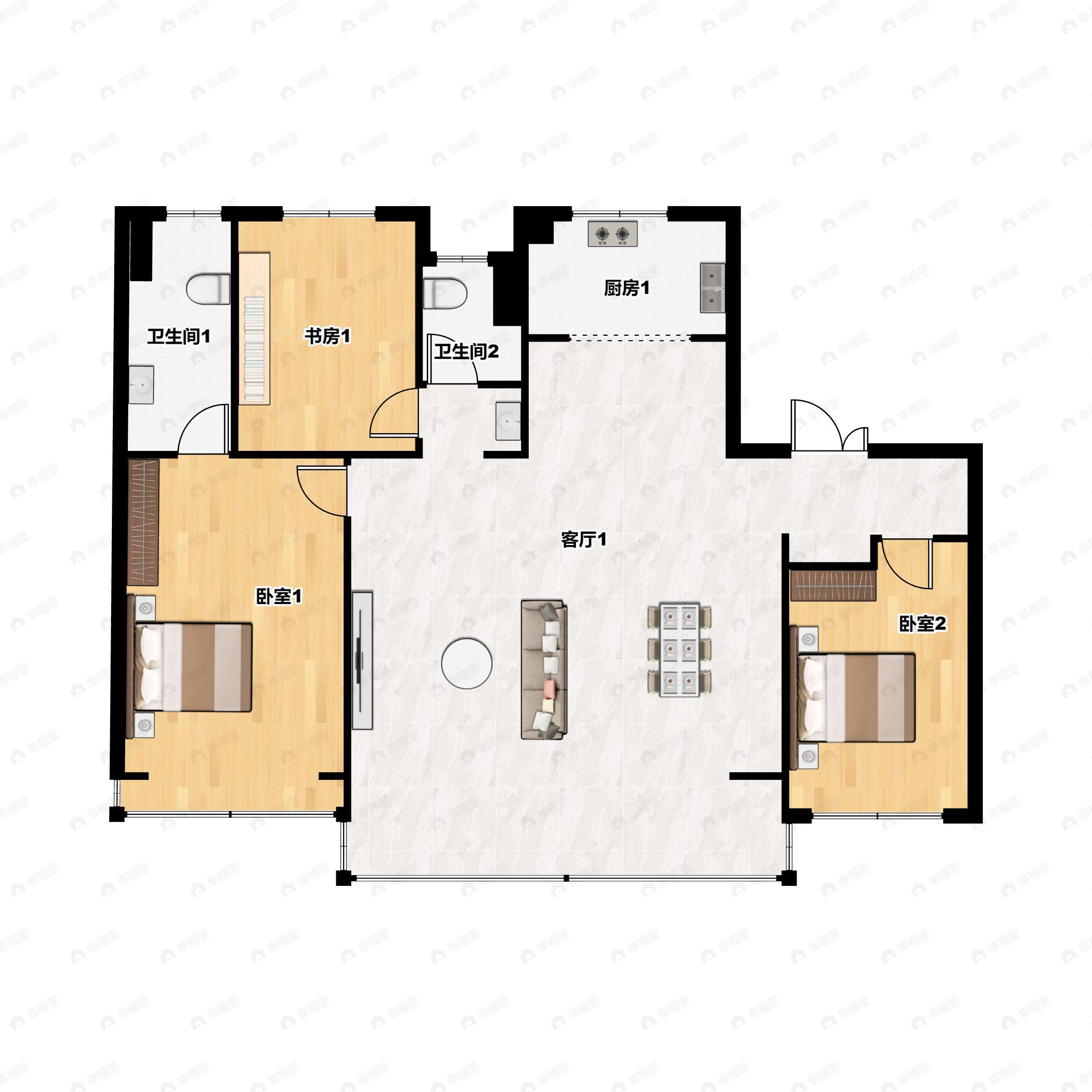 3室2厅2卫建面150平户型图