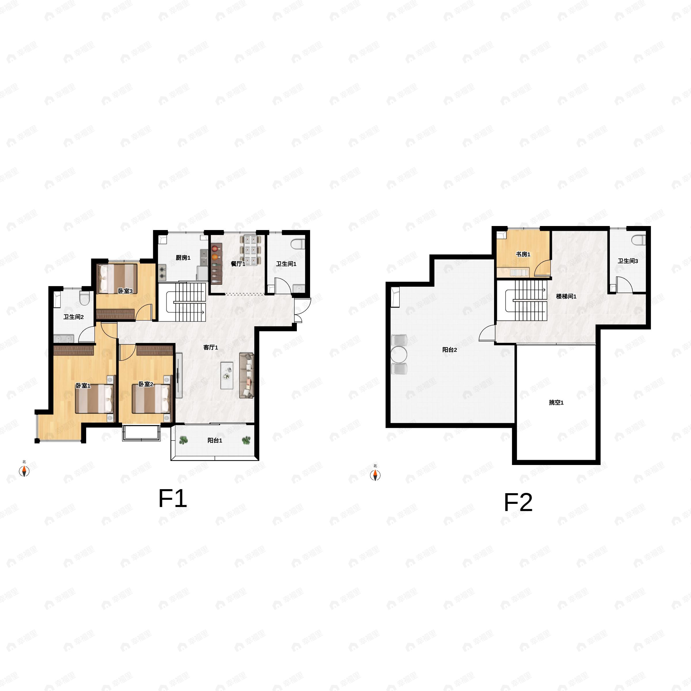4室3厅3卫建面185平南户型图