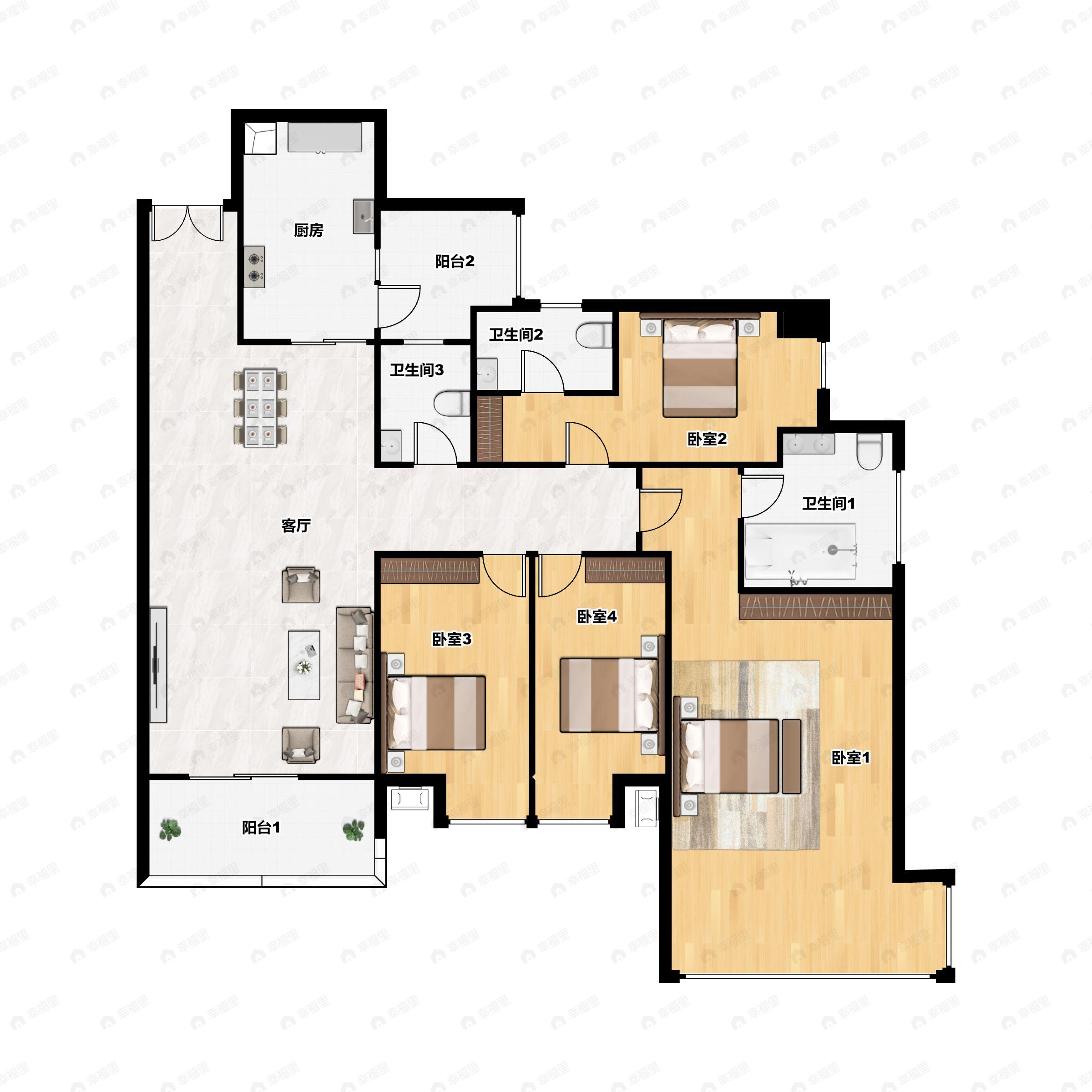 新世界云逸4室2厅3卫户型图