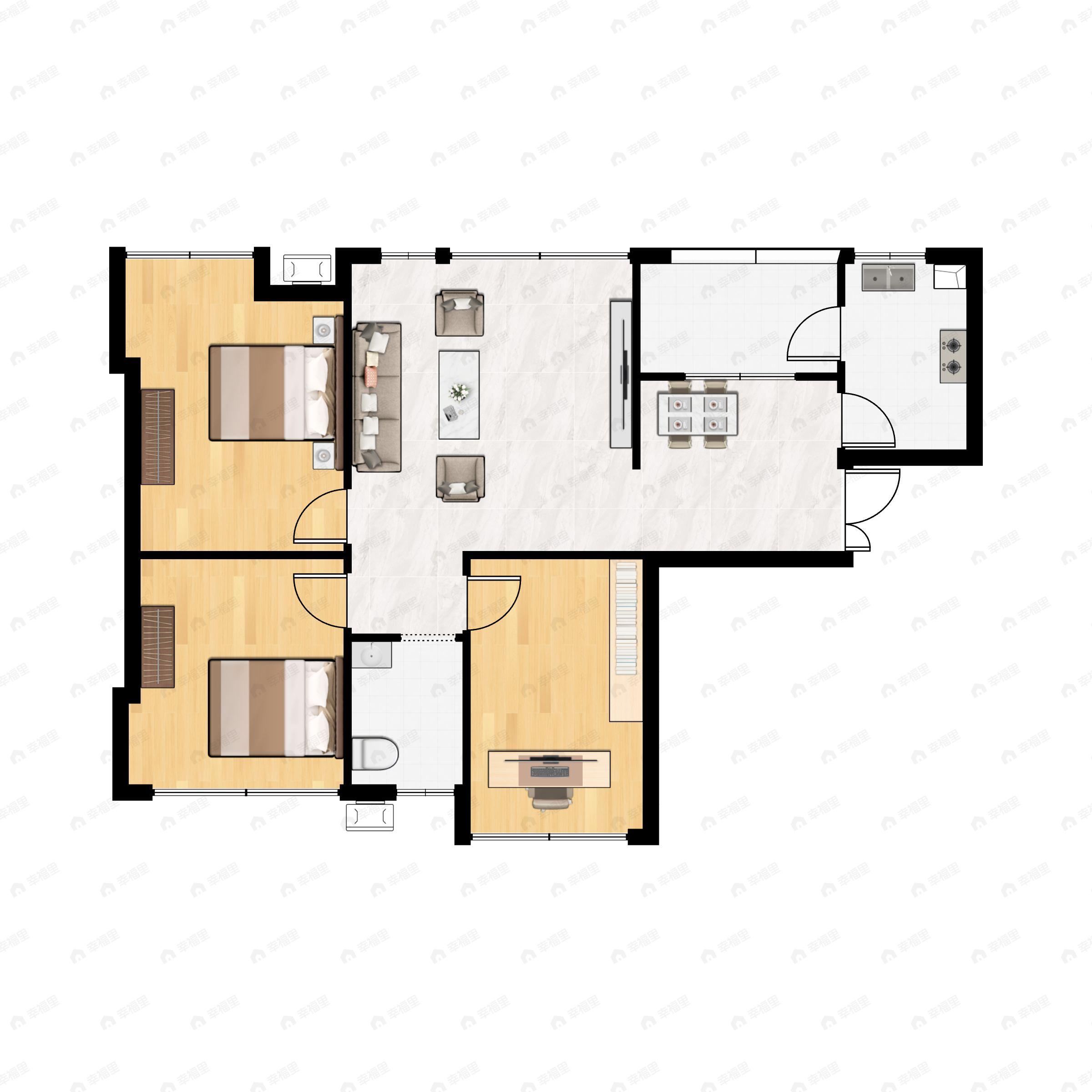 3室2厅1卫建面89平户型图