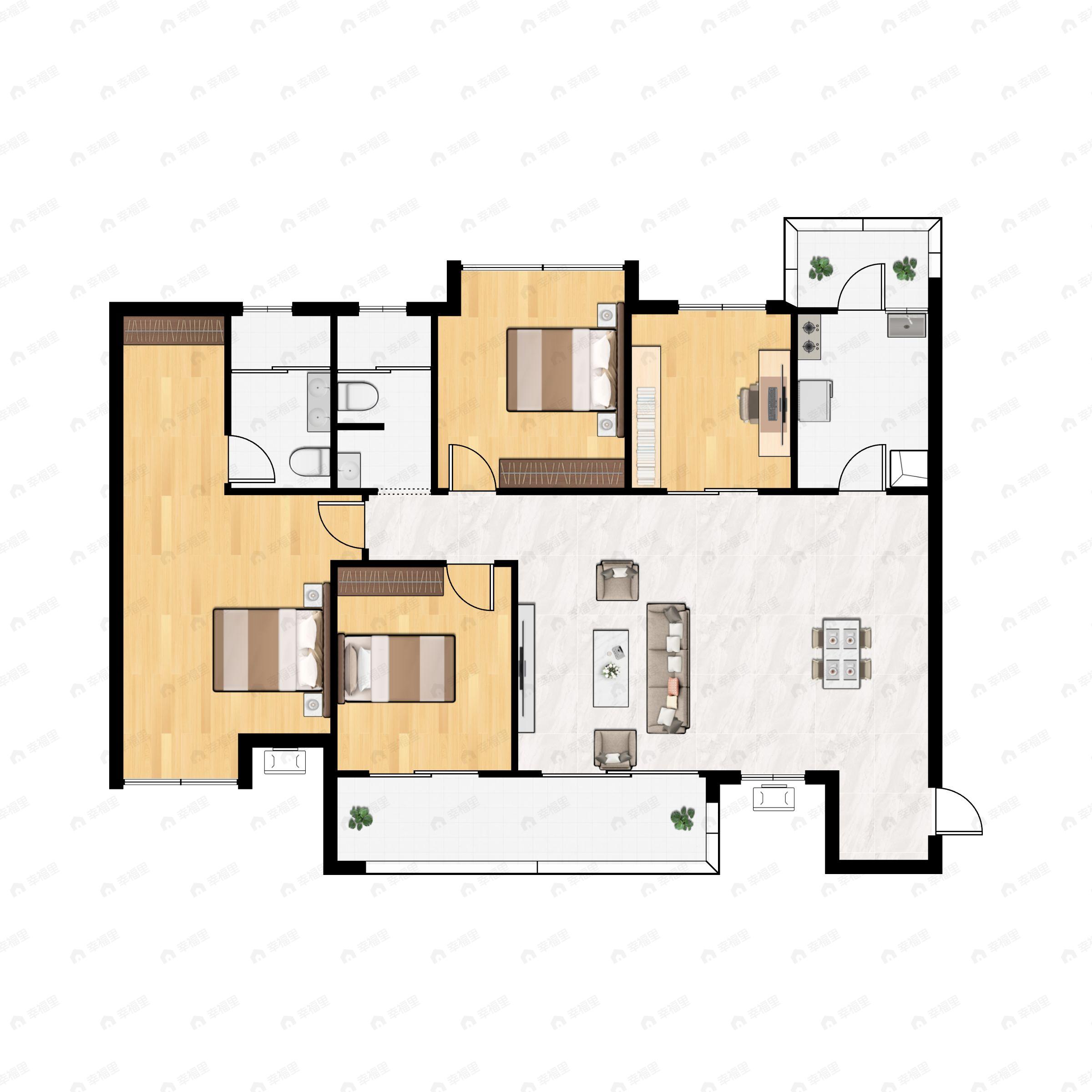 4室2厅2卫建面142平户型图
