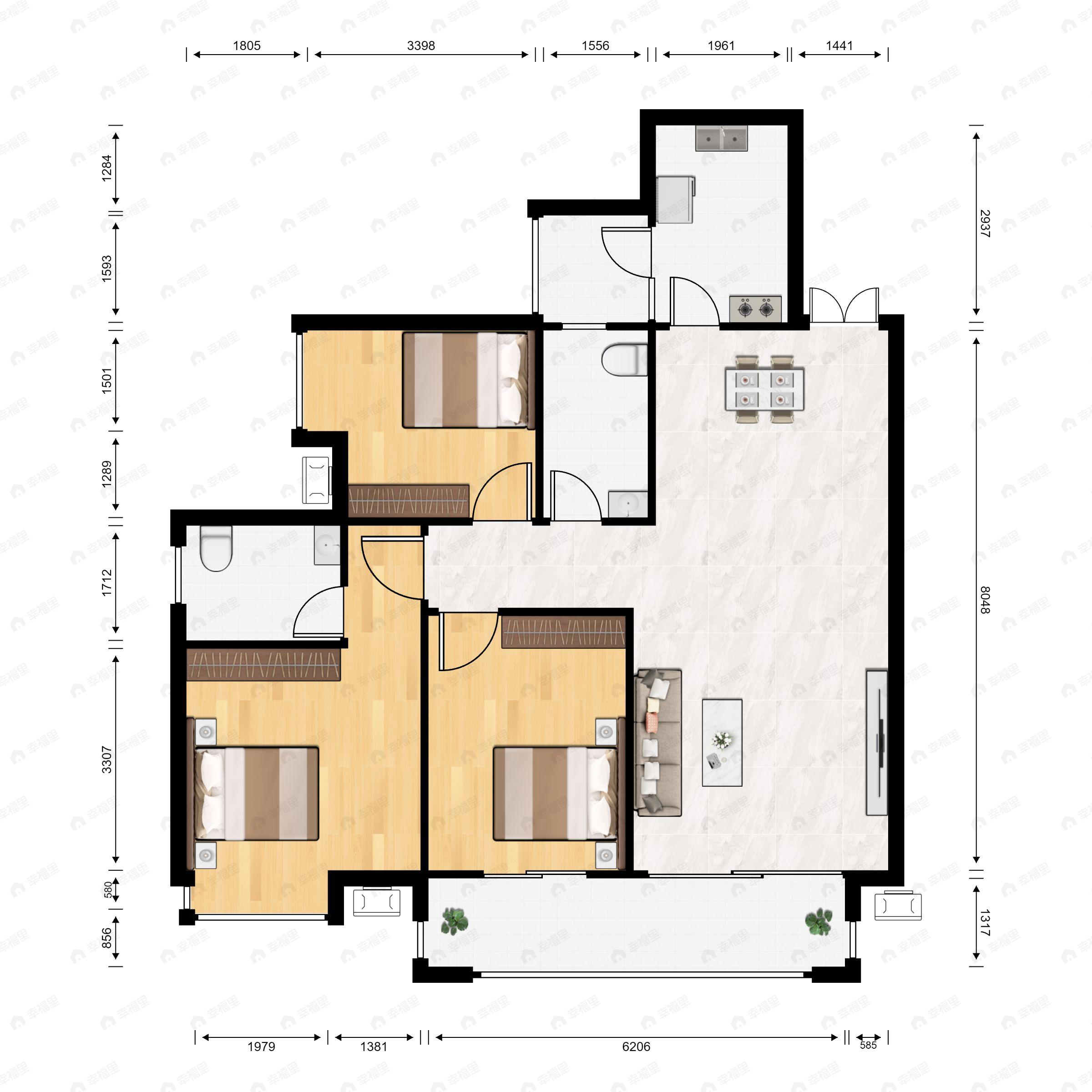 合谊万璟台3室2厅2卫户型图