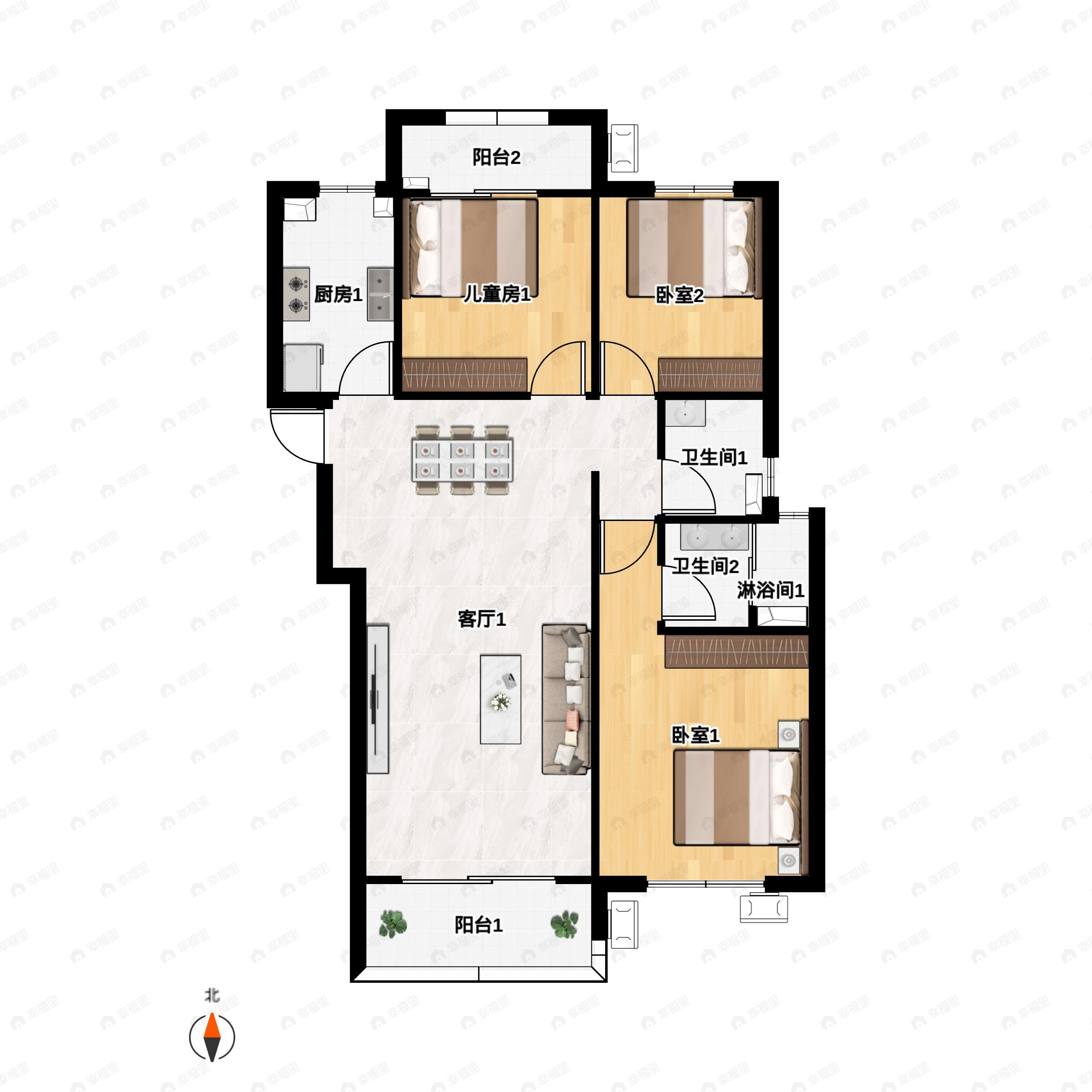 天地源·蘭樾坊3室2厅2卫户型图