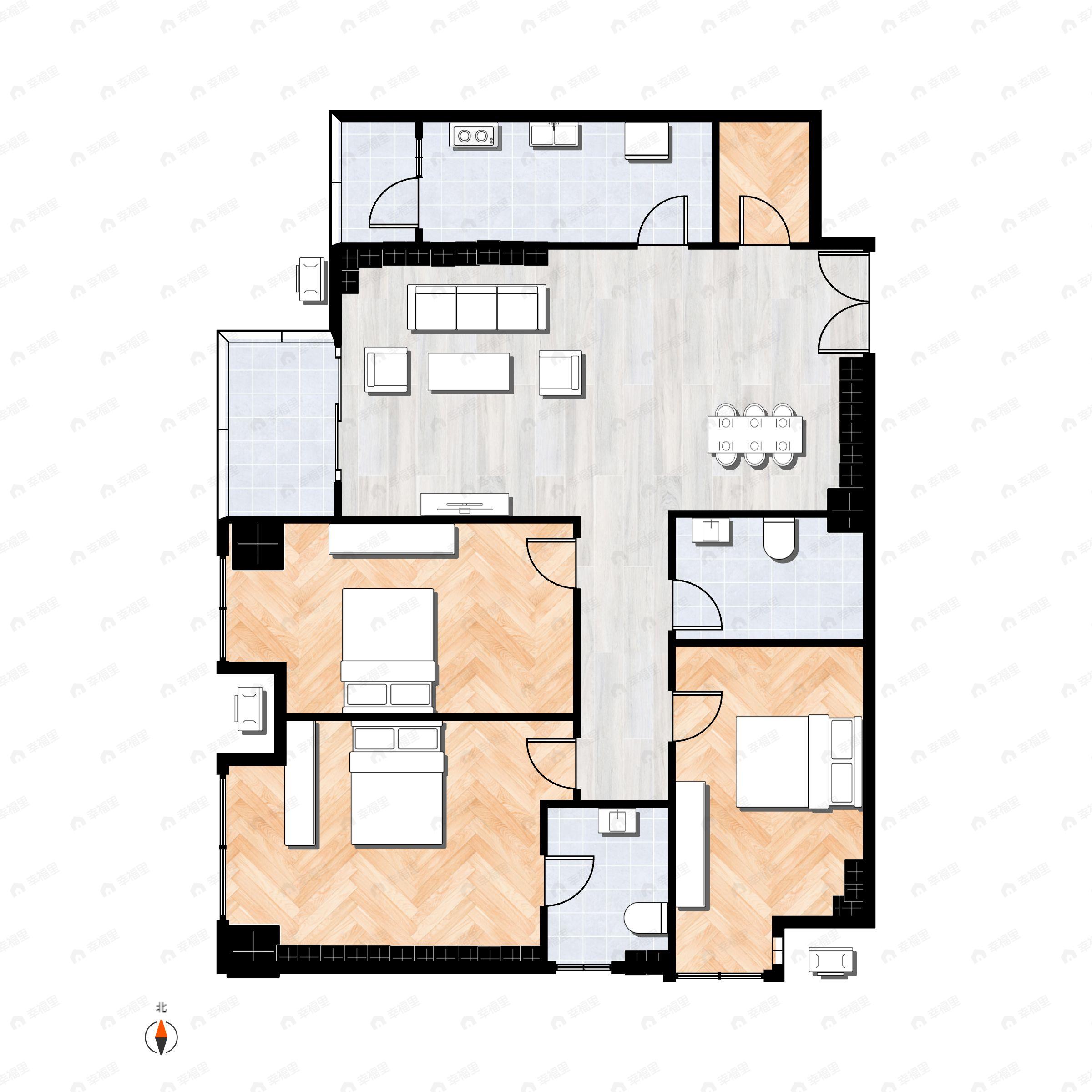罗宾森尚城华府3室2厅2卫户型图