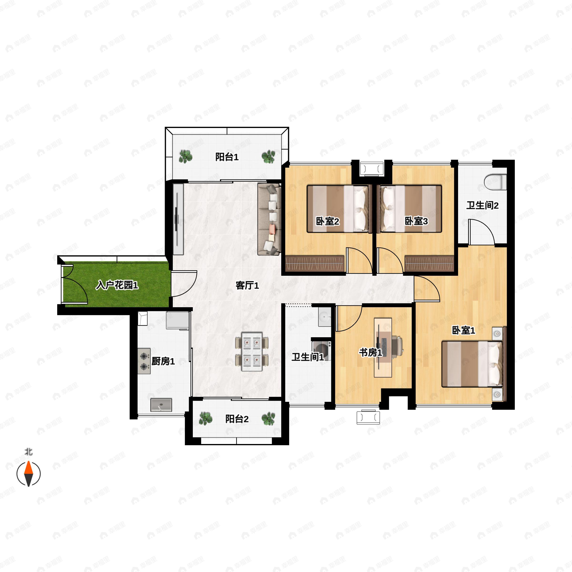 4室2厅2卫建面113平户型图