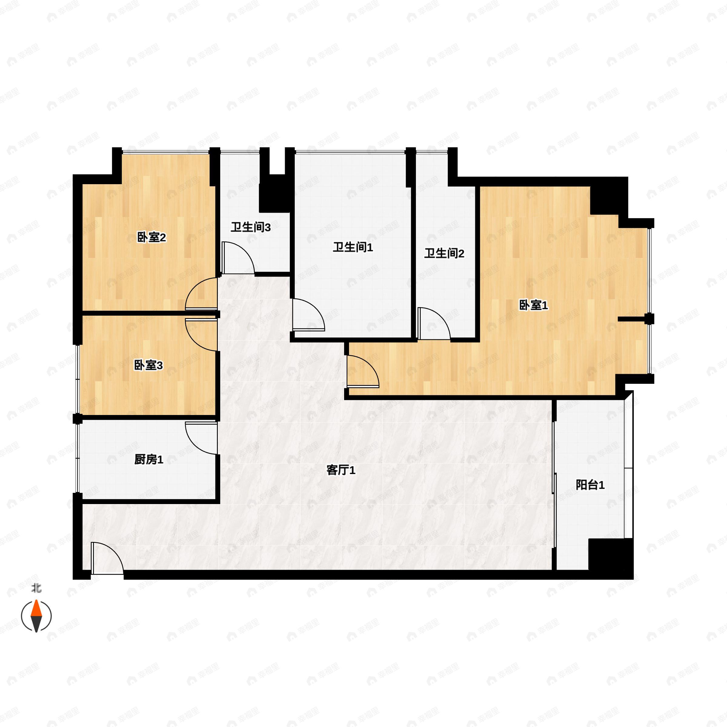 4室2厅2卫建面132平南户型图