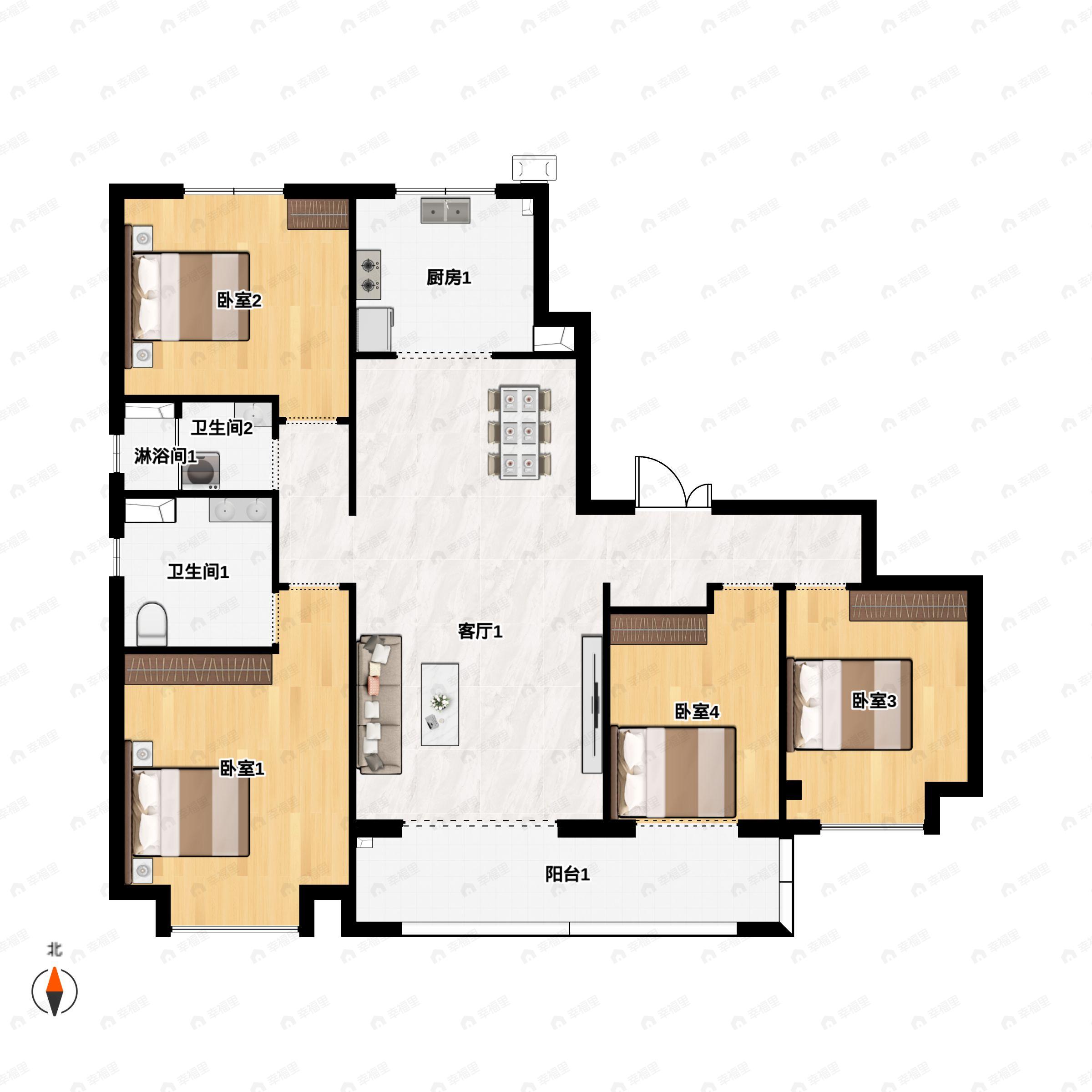 金泰新理城4室2厅2卫户型图