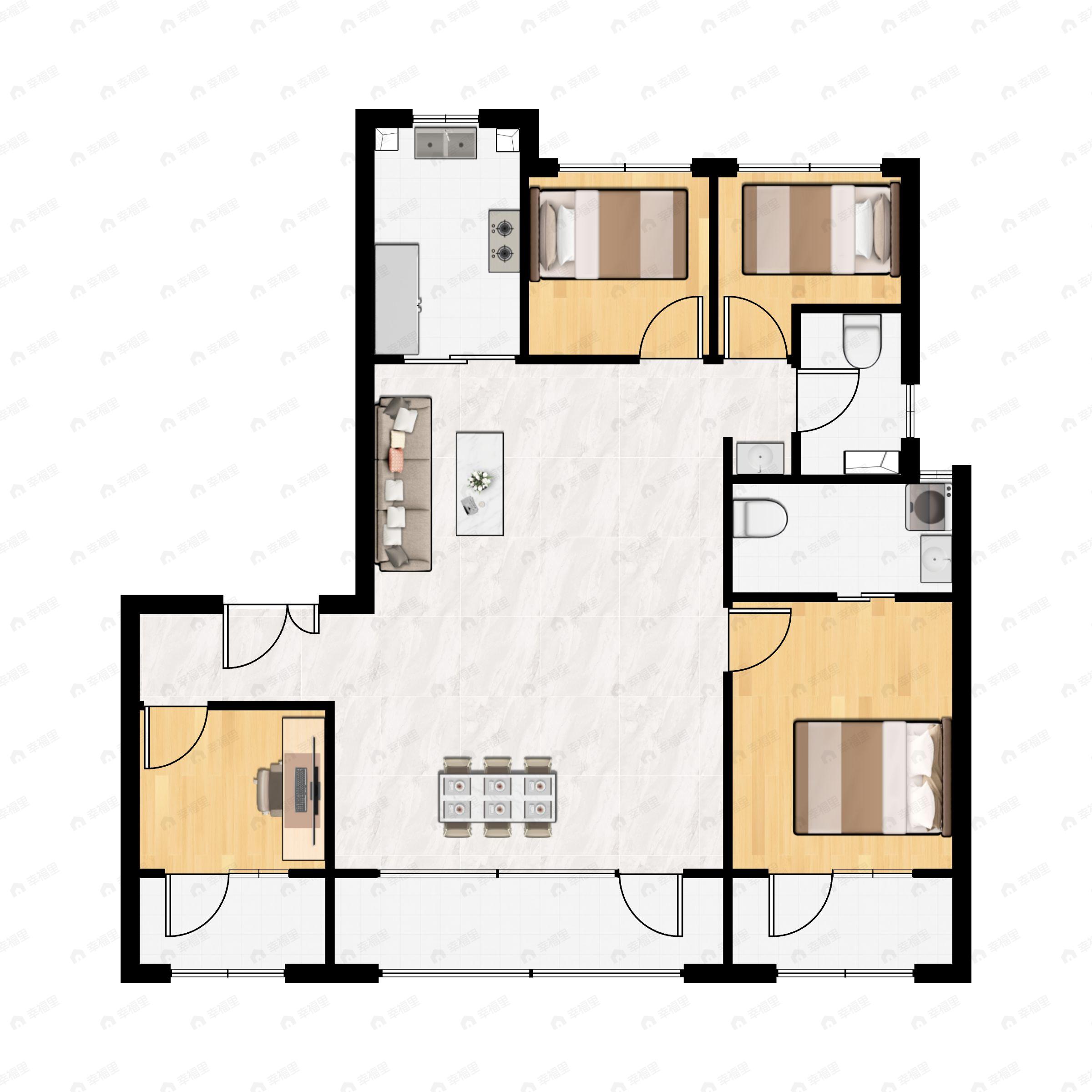 4室2厅2卫建面159平南|北户型图