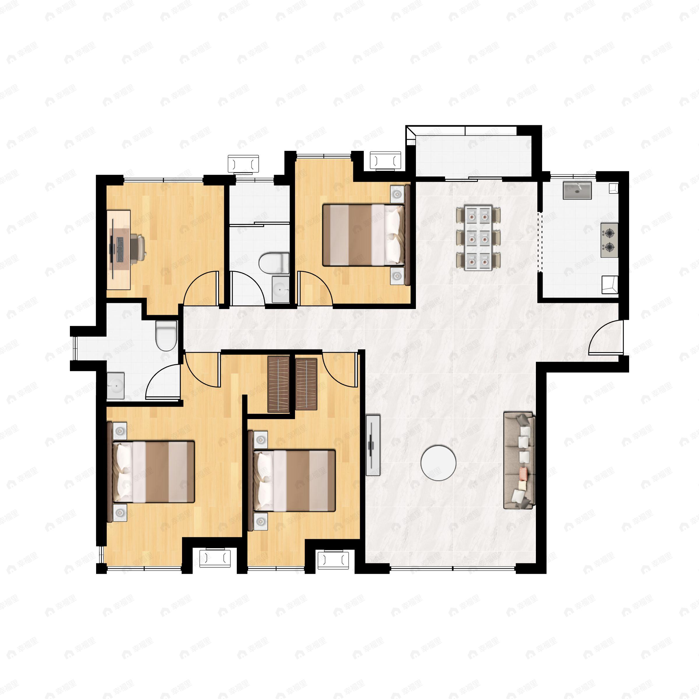 4室2厅2卫建面132平户型图