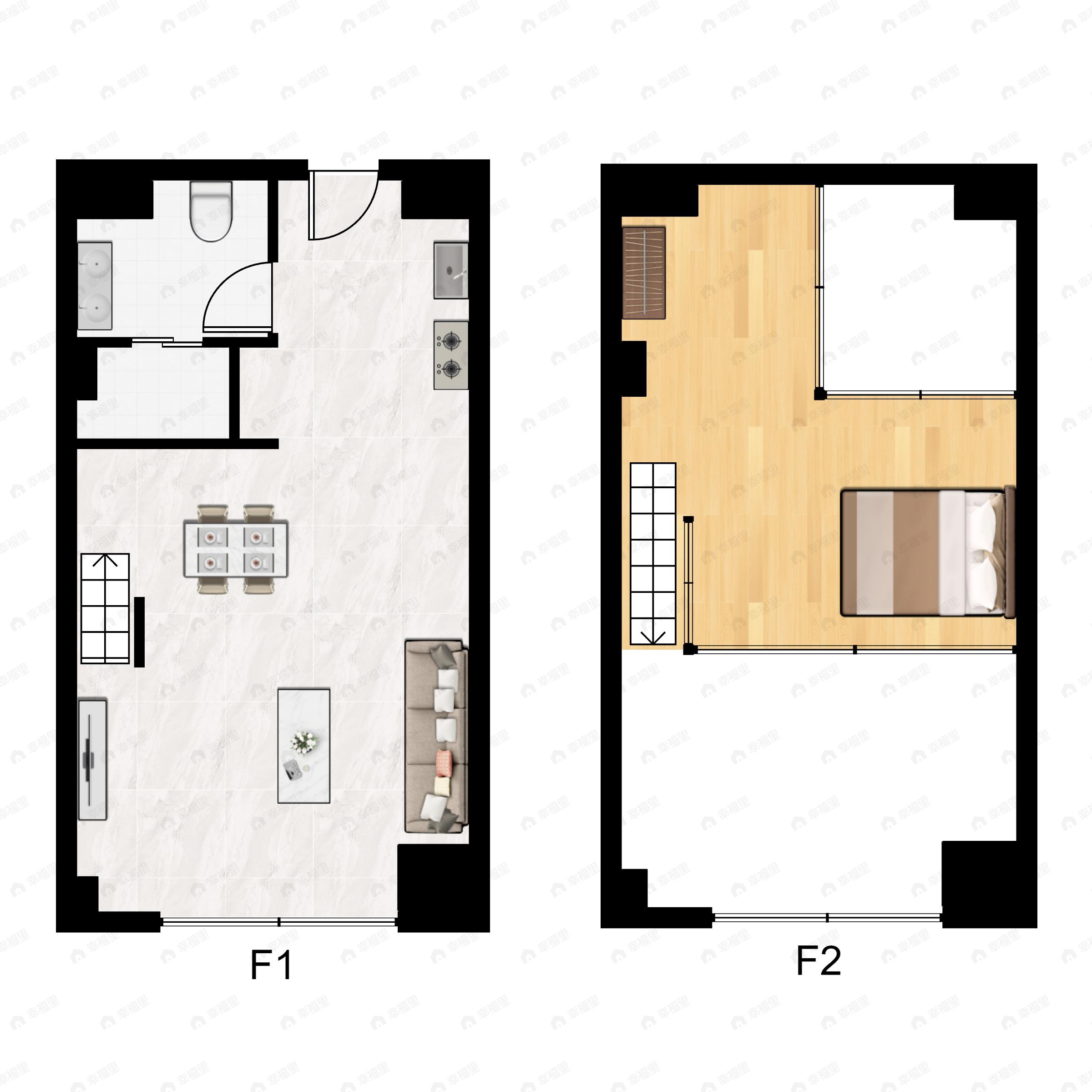 1室2厅1卫建面41平南户型图