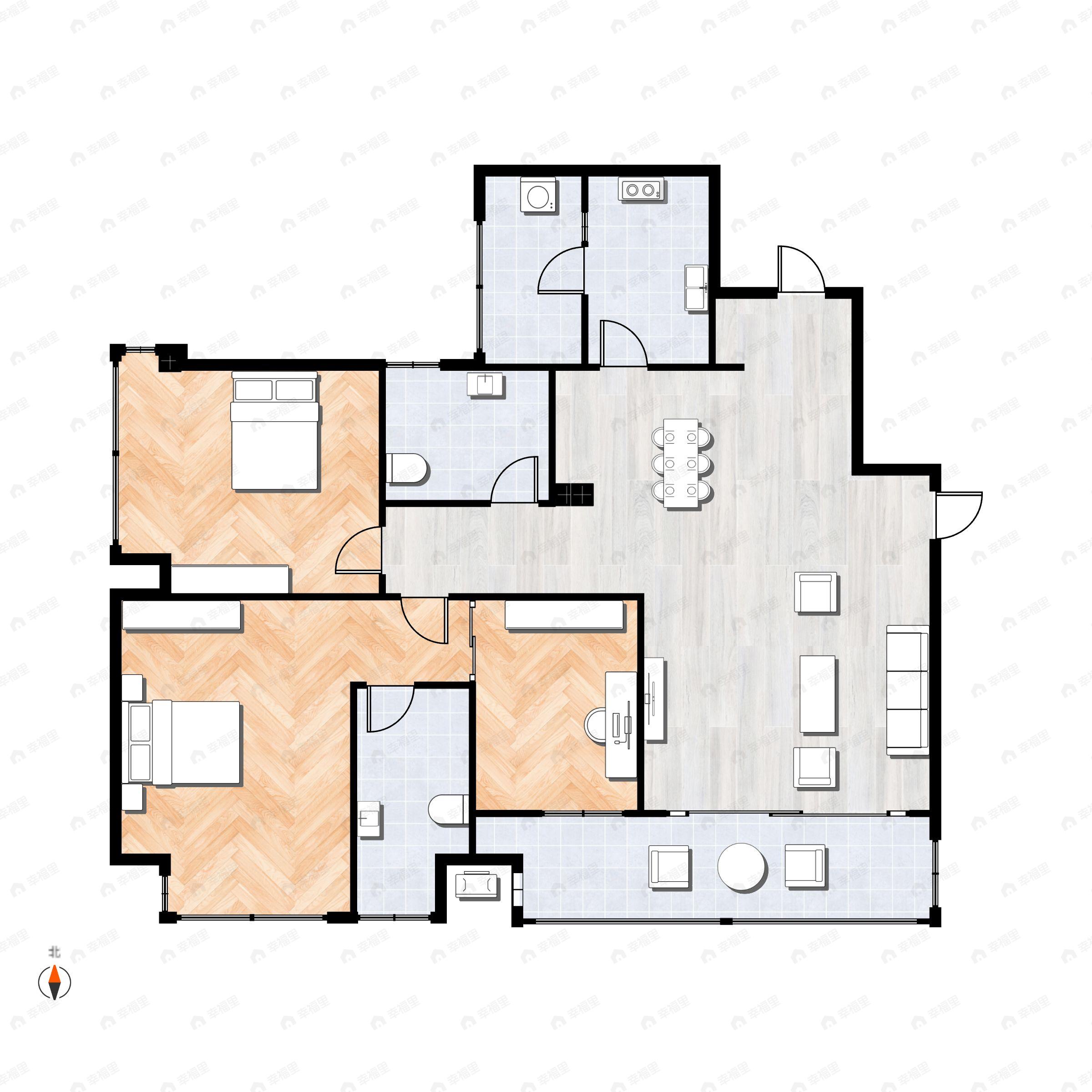4室2厅2卫建面110平南户型图
