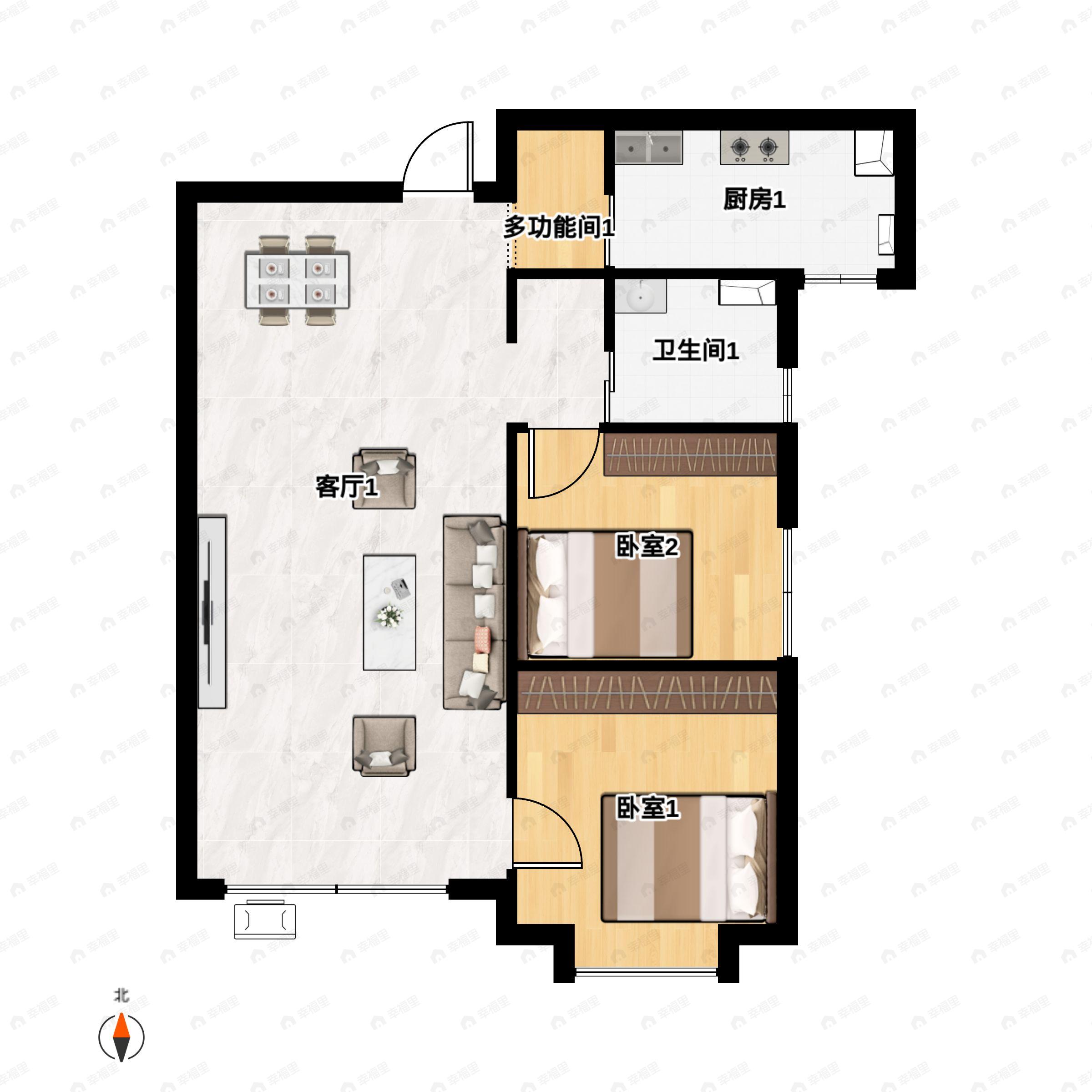 秦基诚园2室2厅1卫户型图