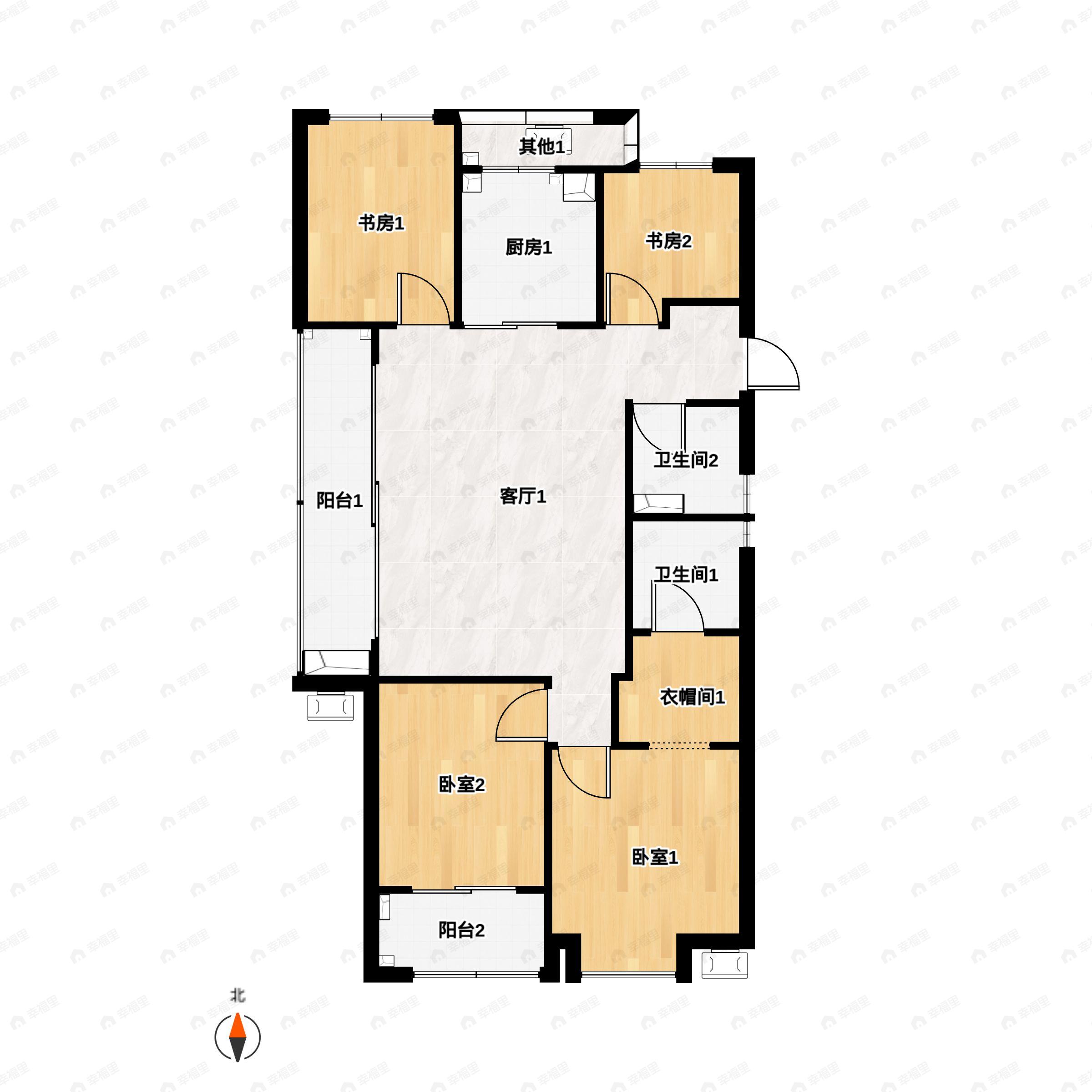 4室2厅2卫建面122平户型图