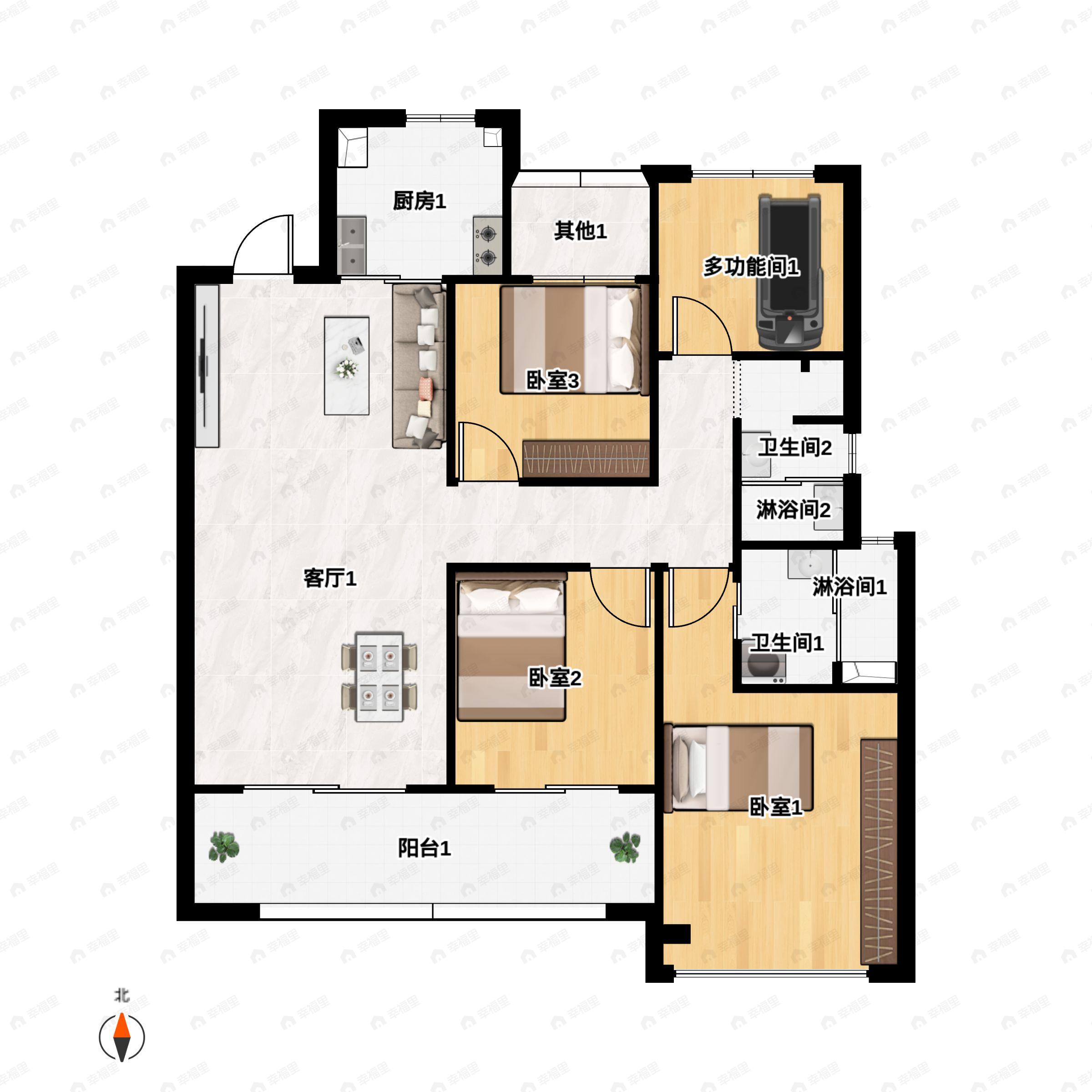 首开中庚·雲境4室2厅2卫户型图