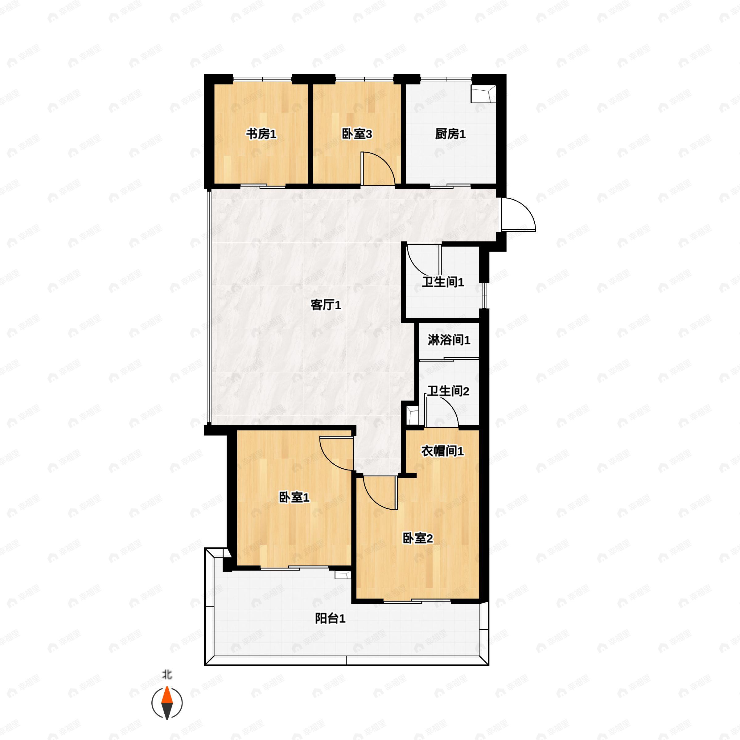 4室2厅2卫建面116平南户型图