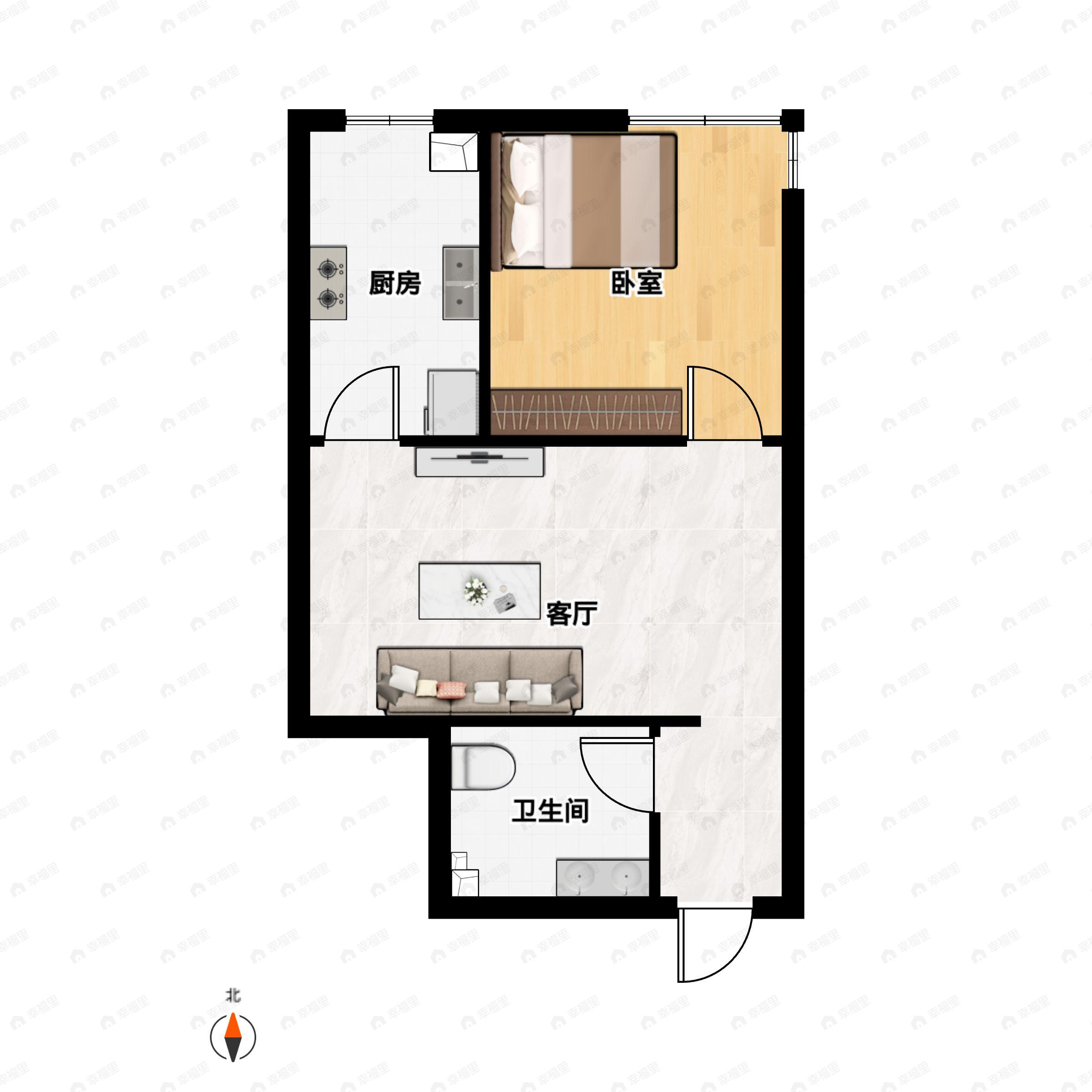 1室1厅1卫建面50平户型图