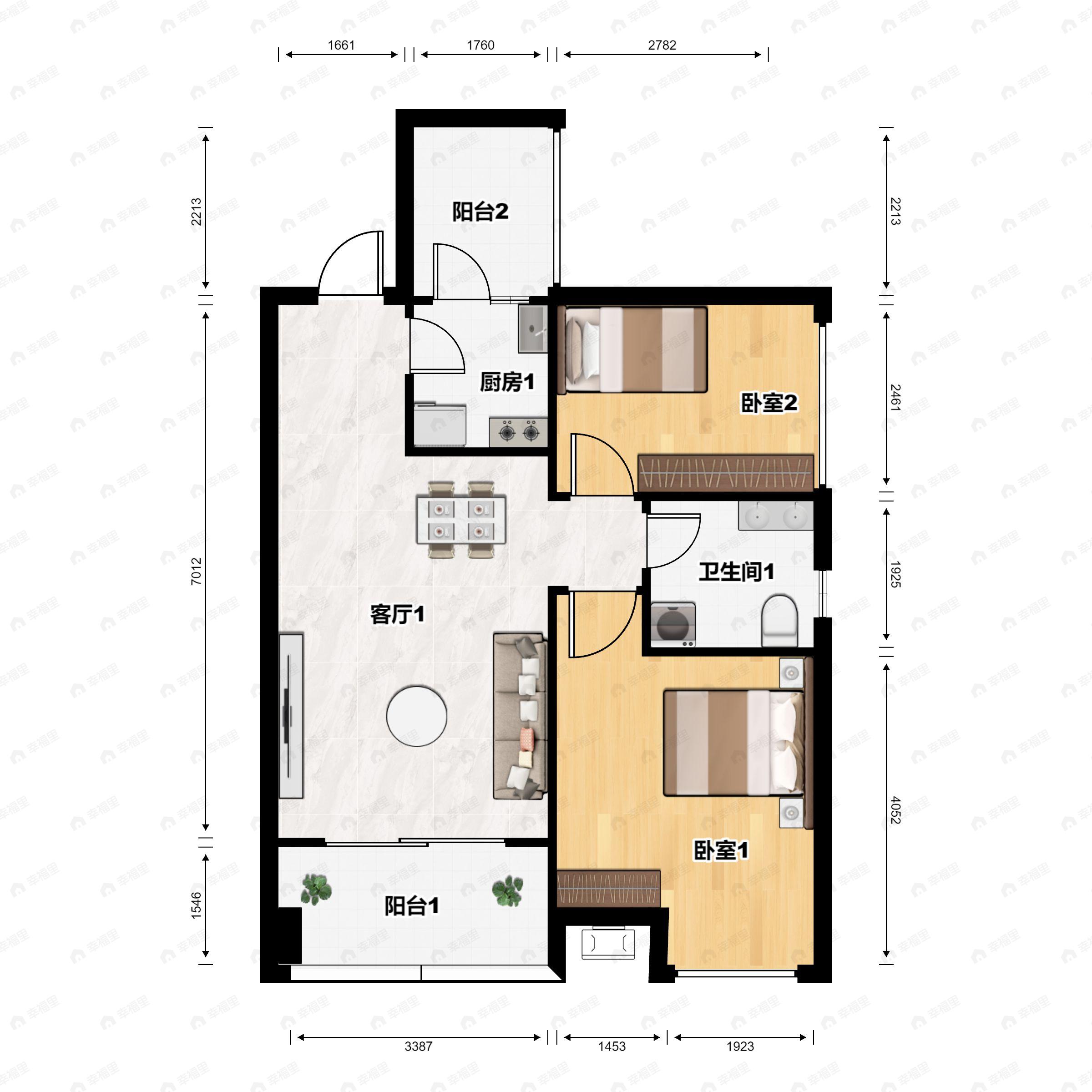 兆邦基碧湖春天2室户型图