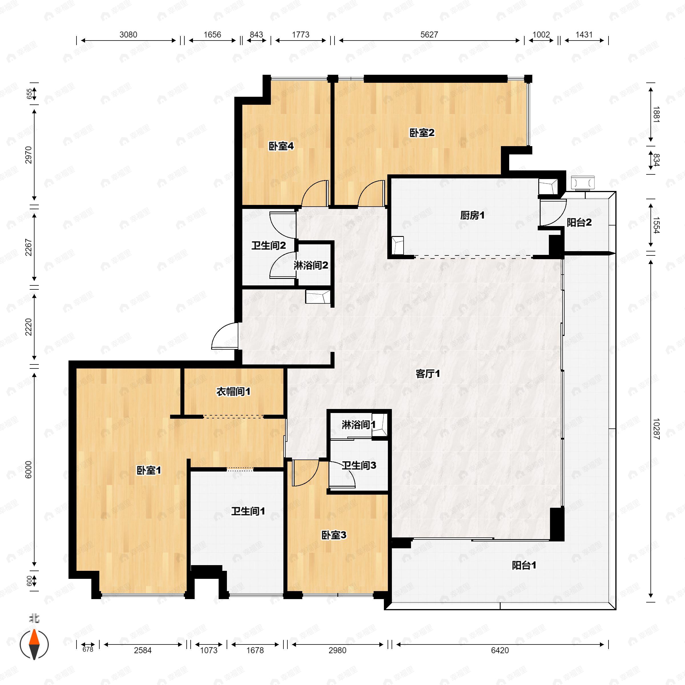 4室2厅3卫建面230平东户型图