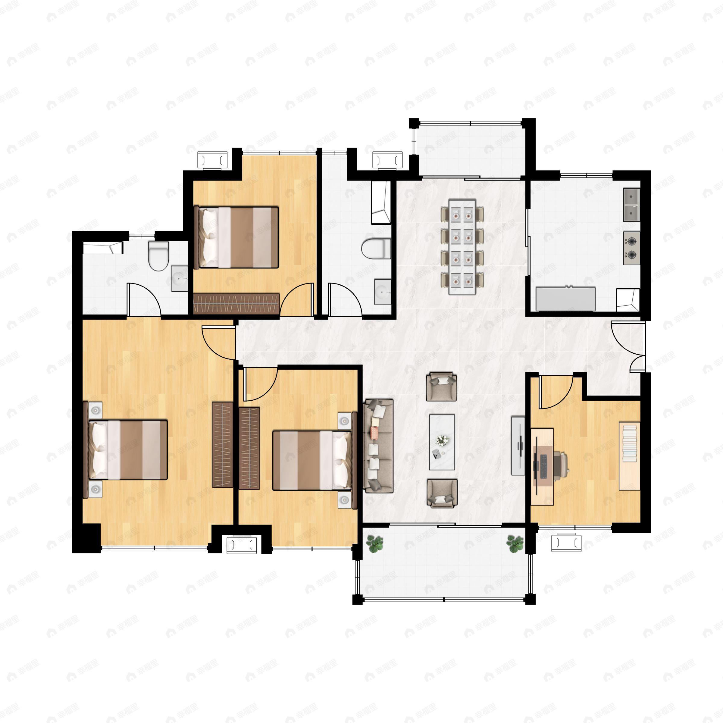 4室2厅2卫建面140平南|北户型图