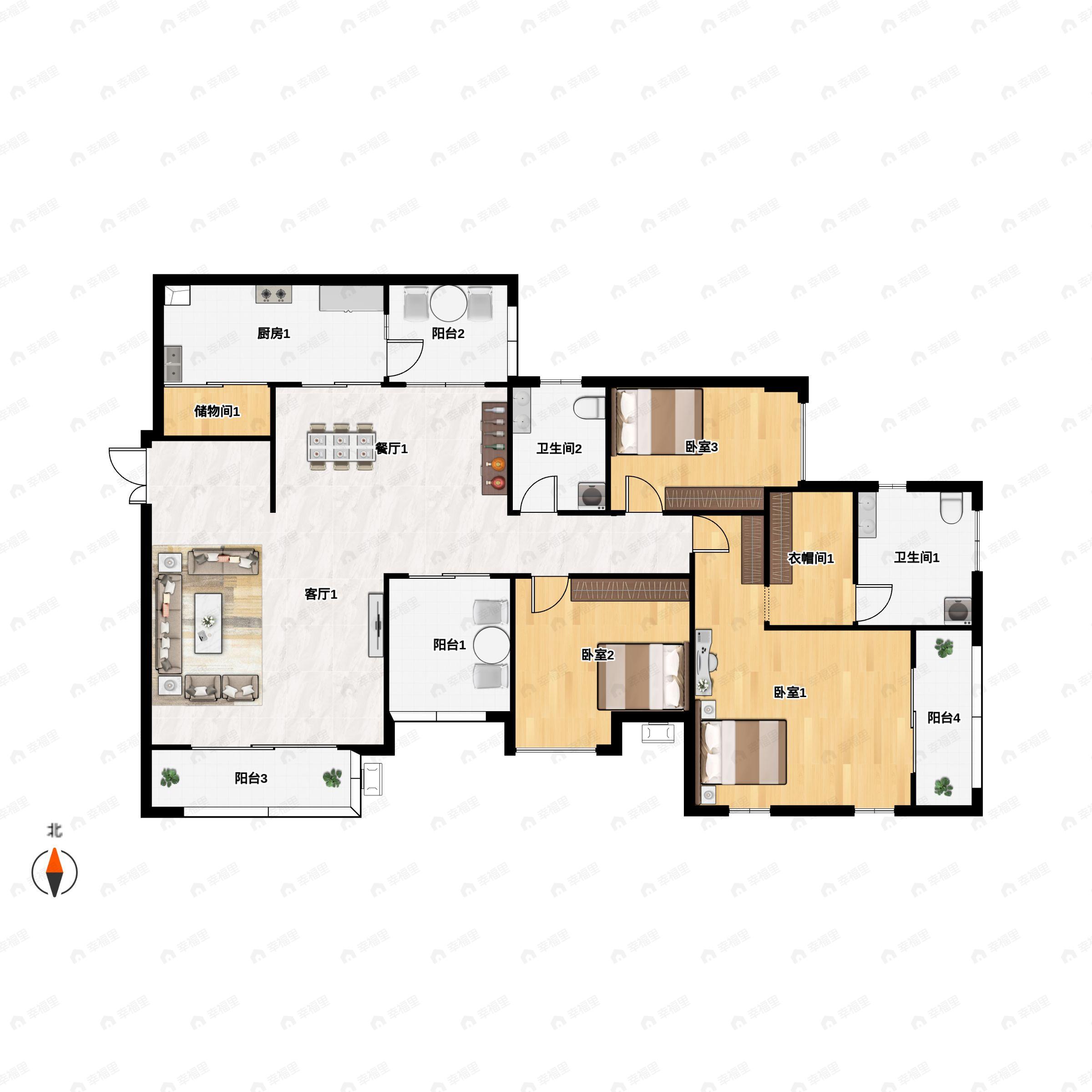 天晋4室2厅2卫户型图