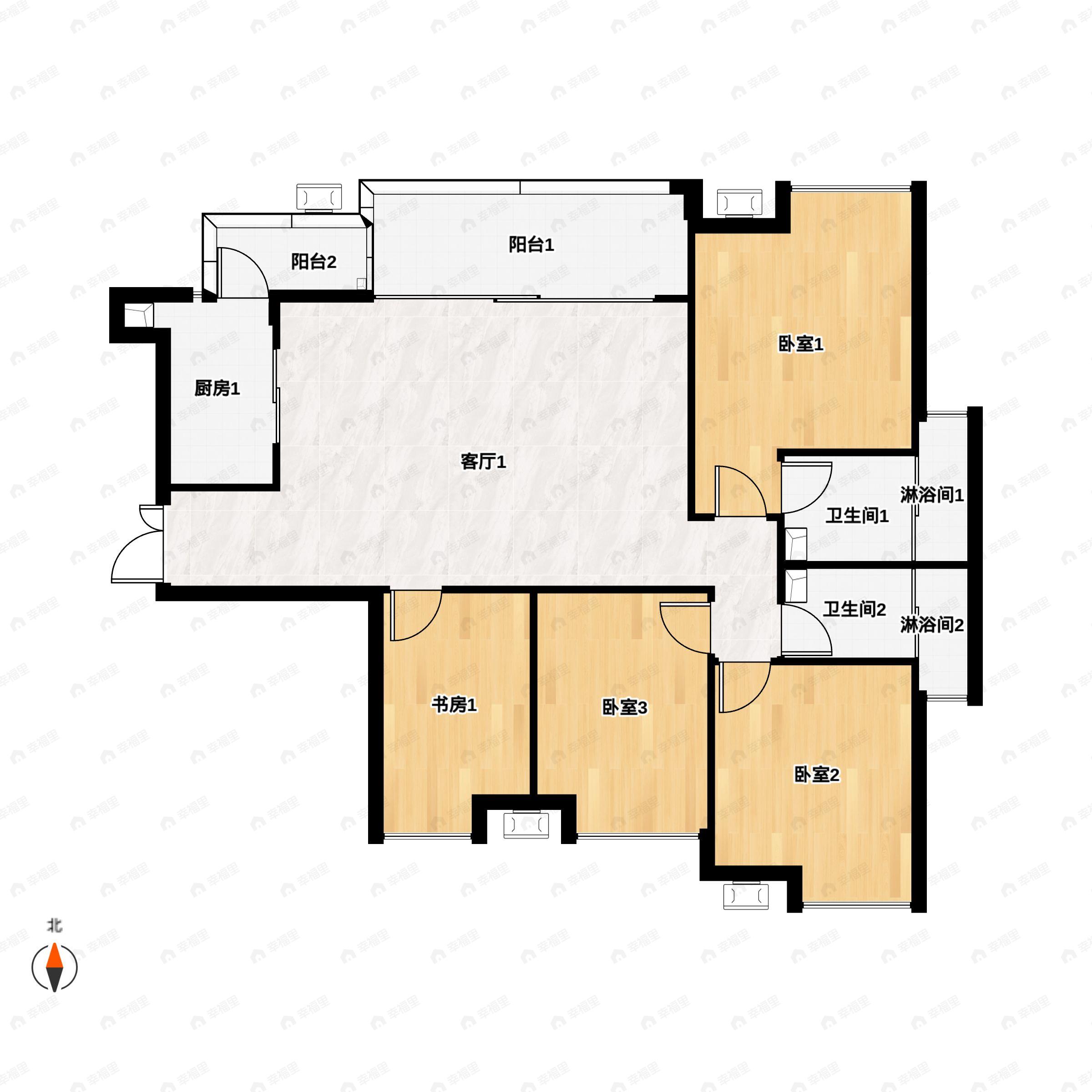 4室2厅2卫建面144平户型图