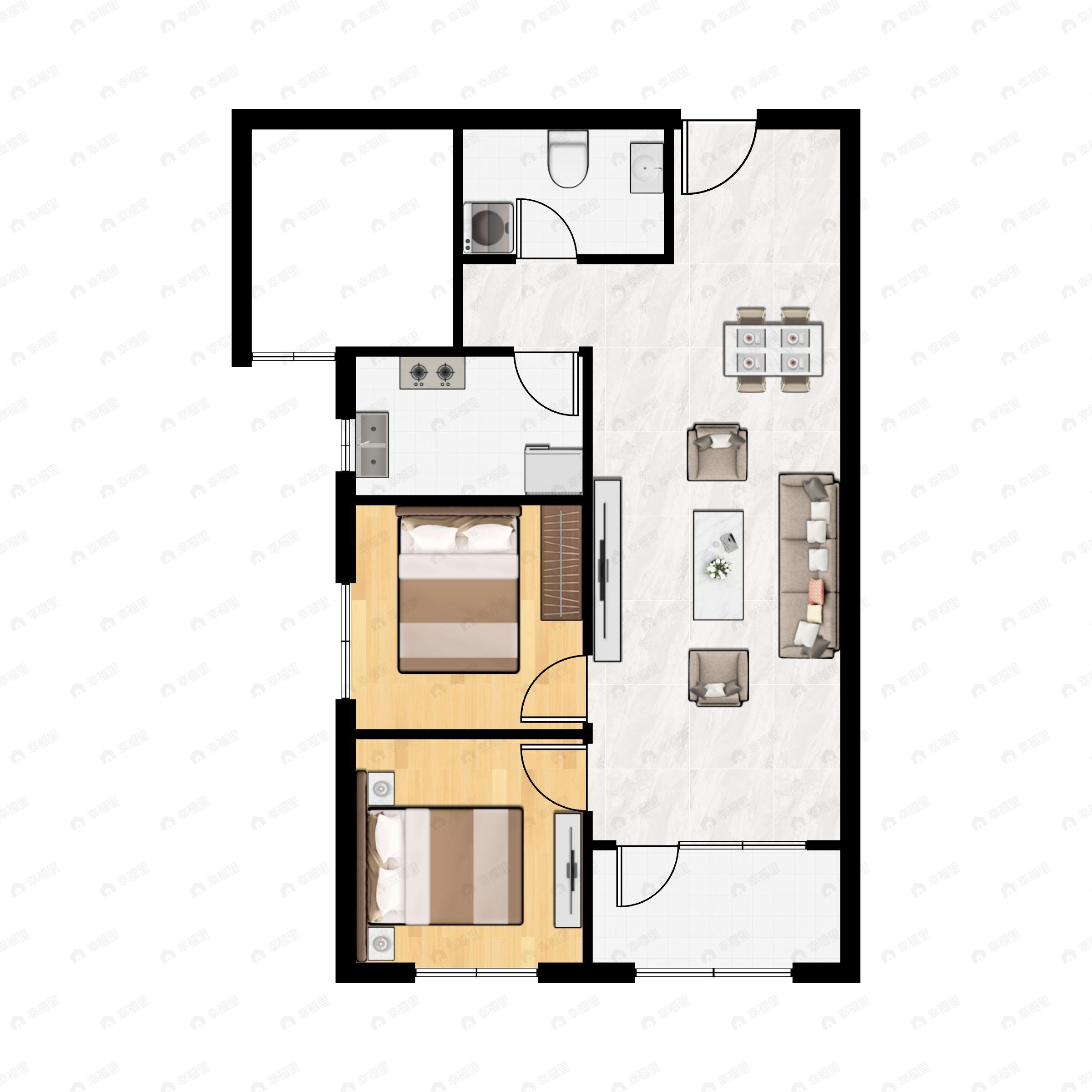 汇豪公园里2室2厅1卫户型图