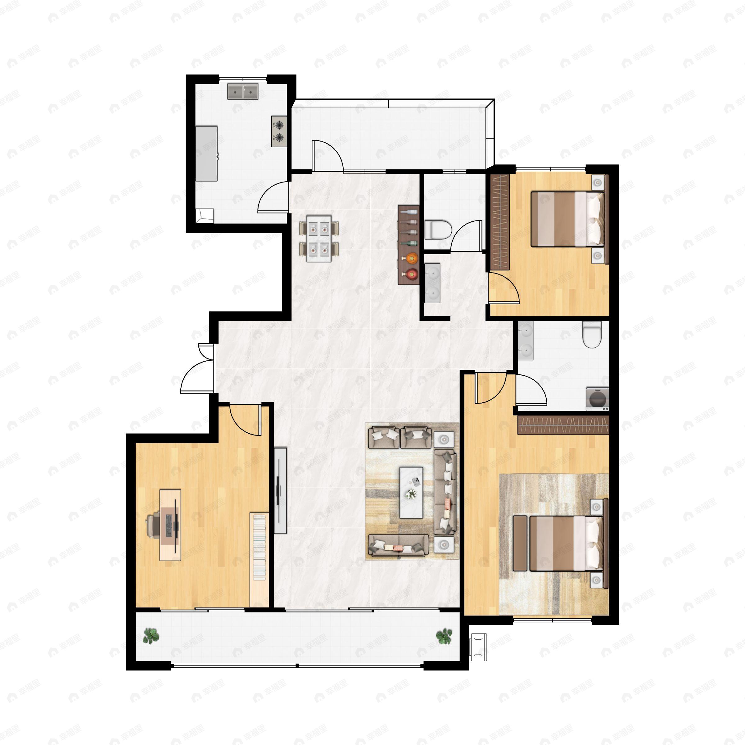 龙辰九悦湾3室2厅2卫户型图