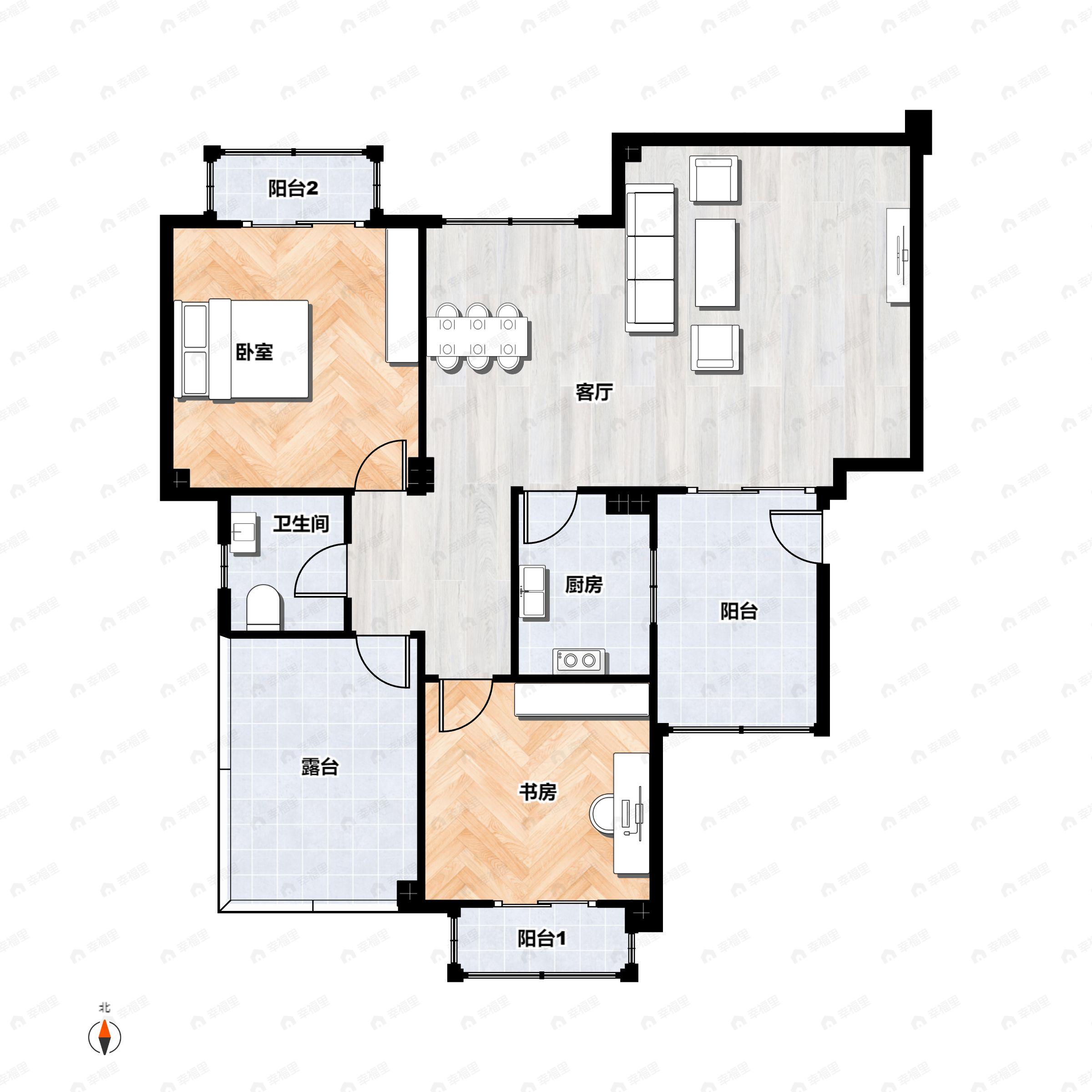 香颂湖国际社区2室2厅1卫户型图