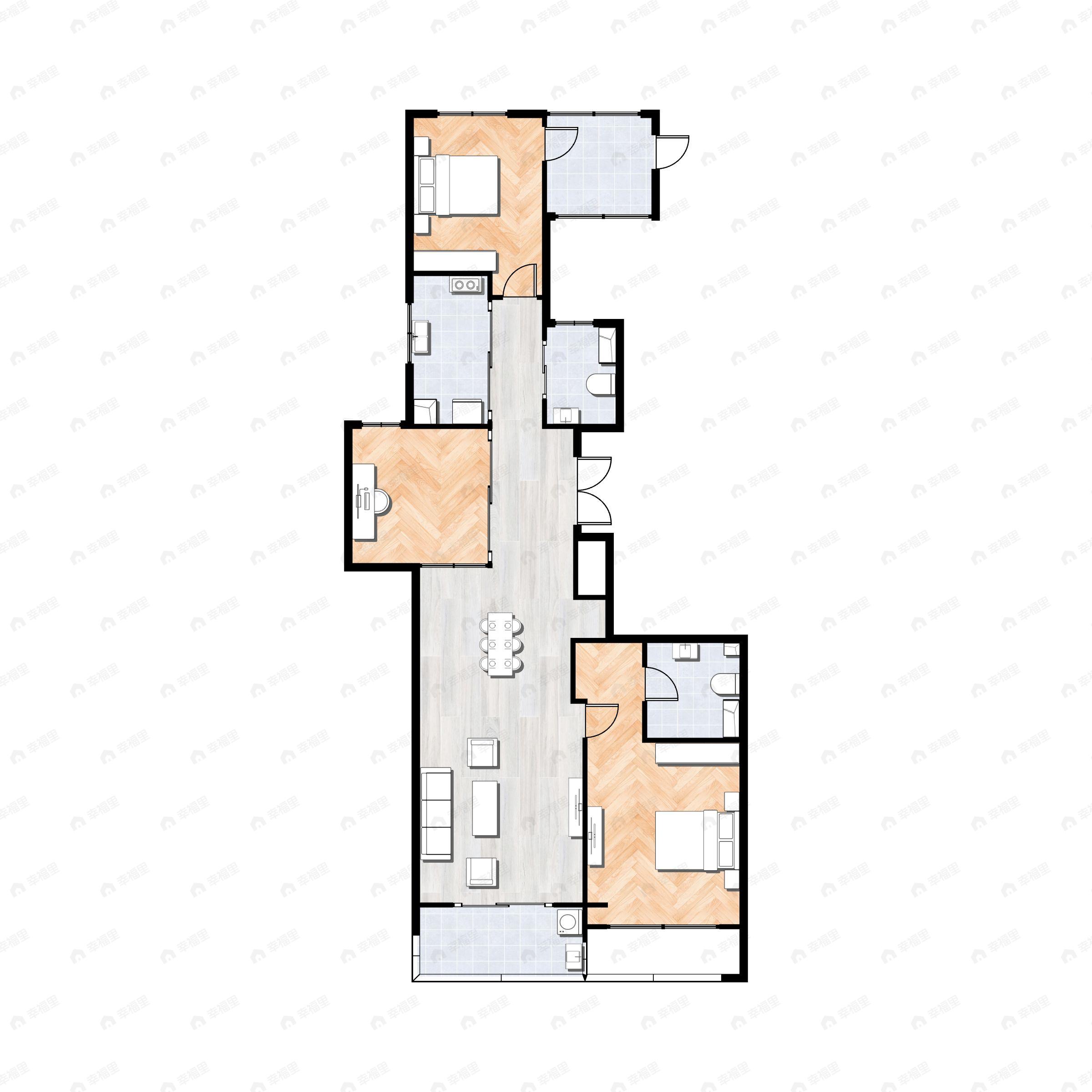 3室2厅2卫建面140平户型图