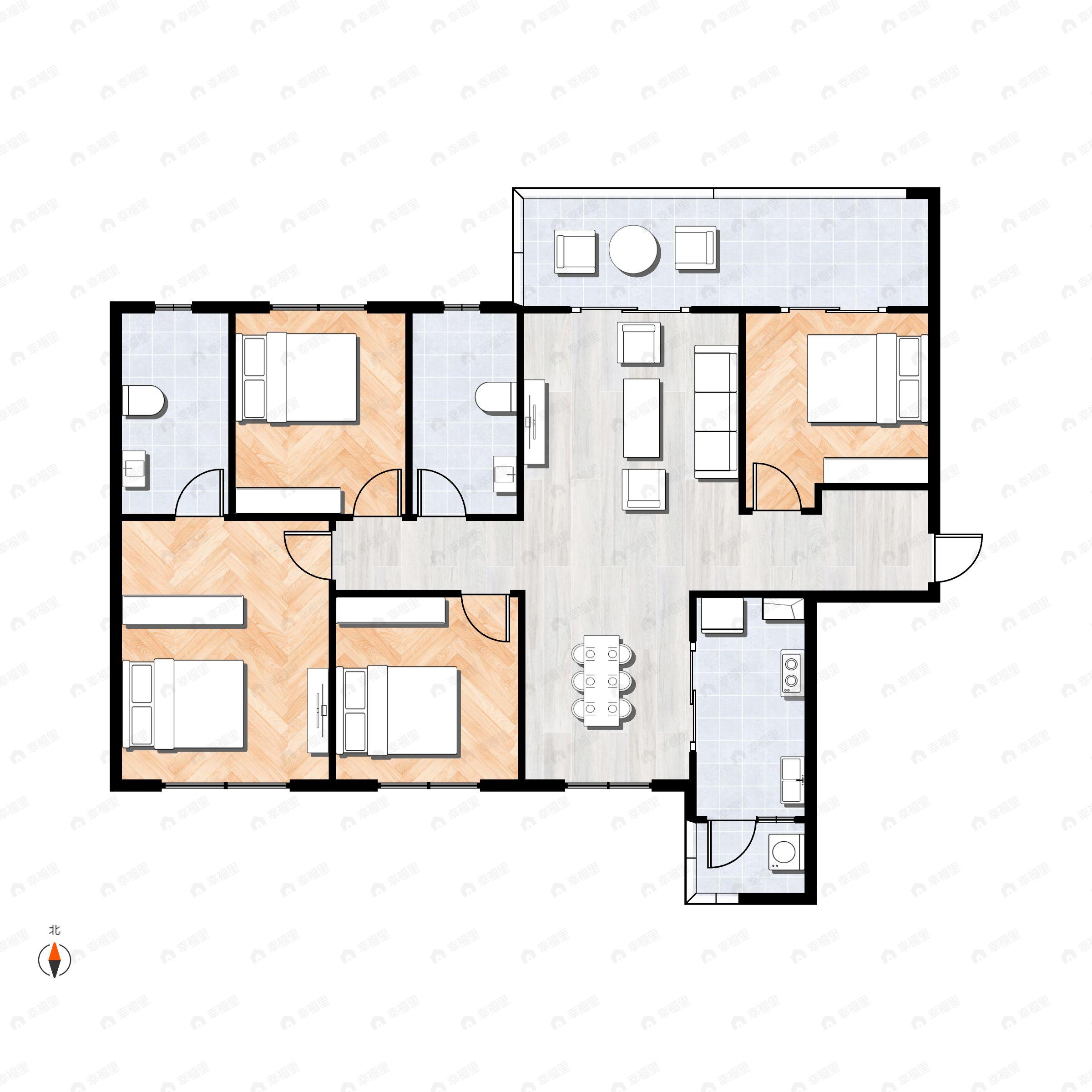4室2厅2卫建面119平户型图