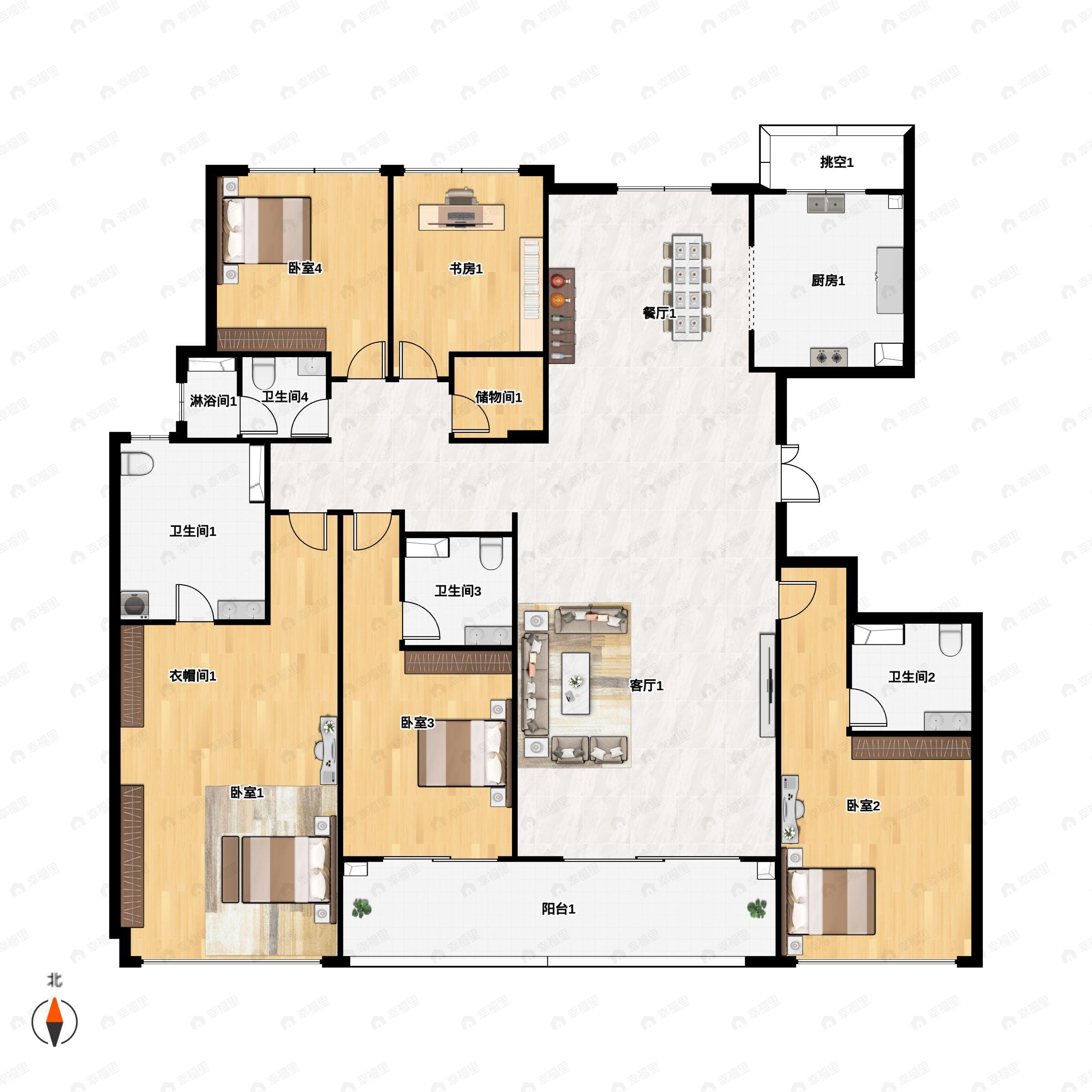 滨江枫映华庭5室2厅4卫户型图