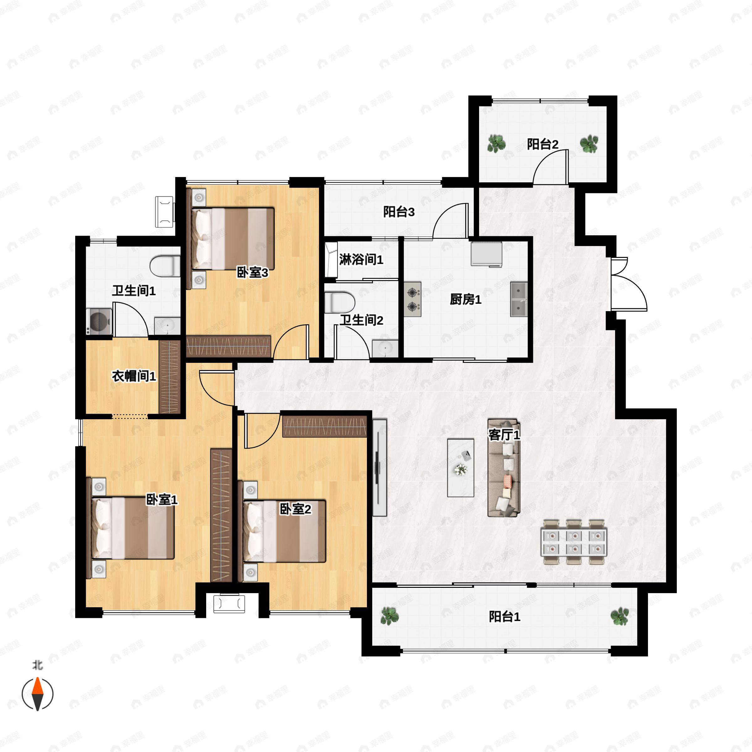 花样年家天下3室2厅2卫户型图