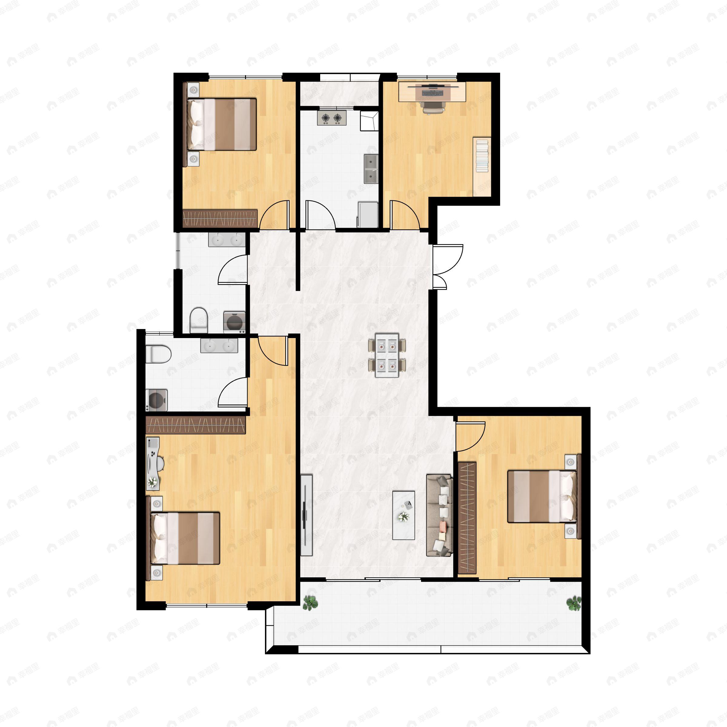 4室2厅2卫建面137平南|北户型图