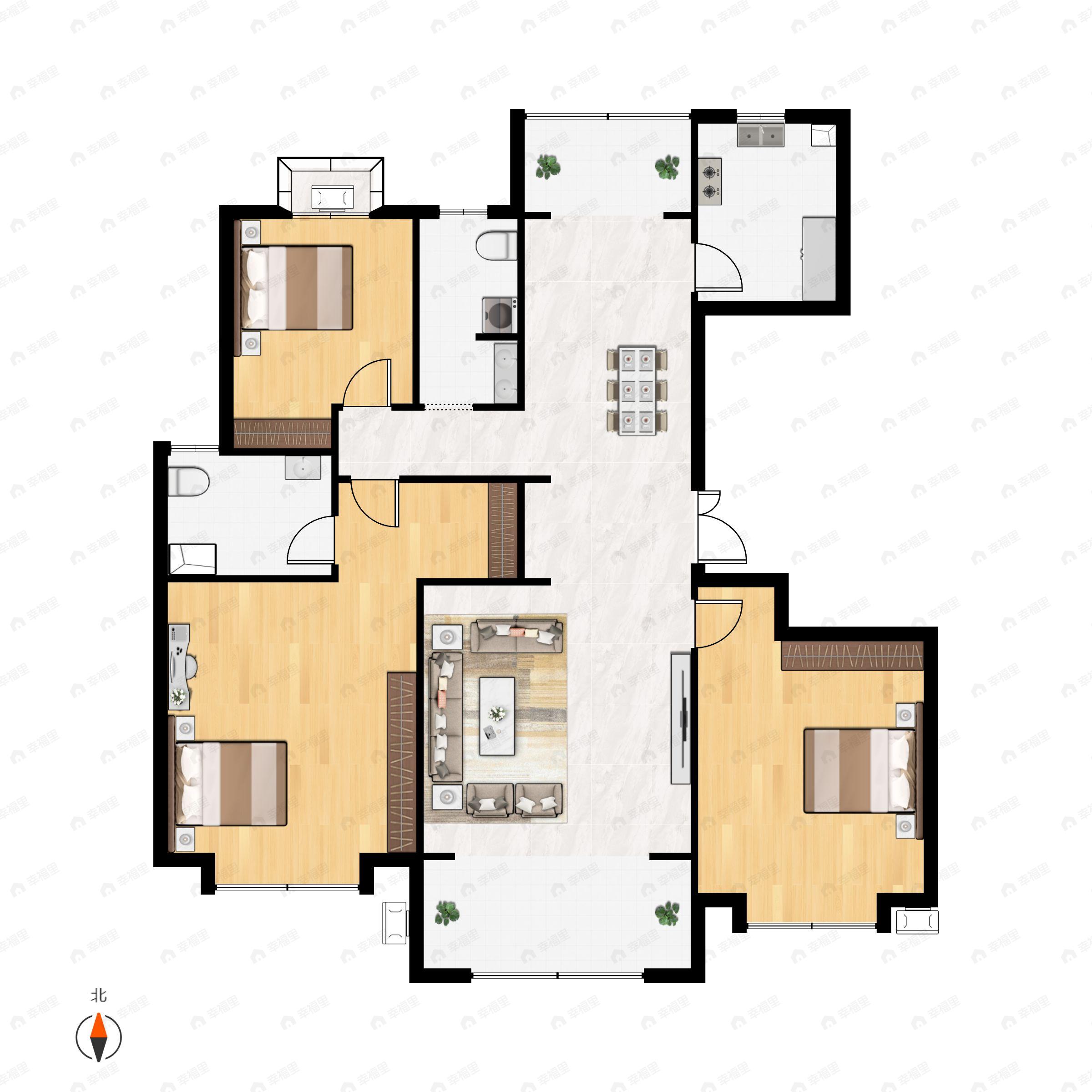 中建锦绣天地·雁知风3室2厅2卫户型图