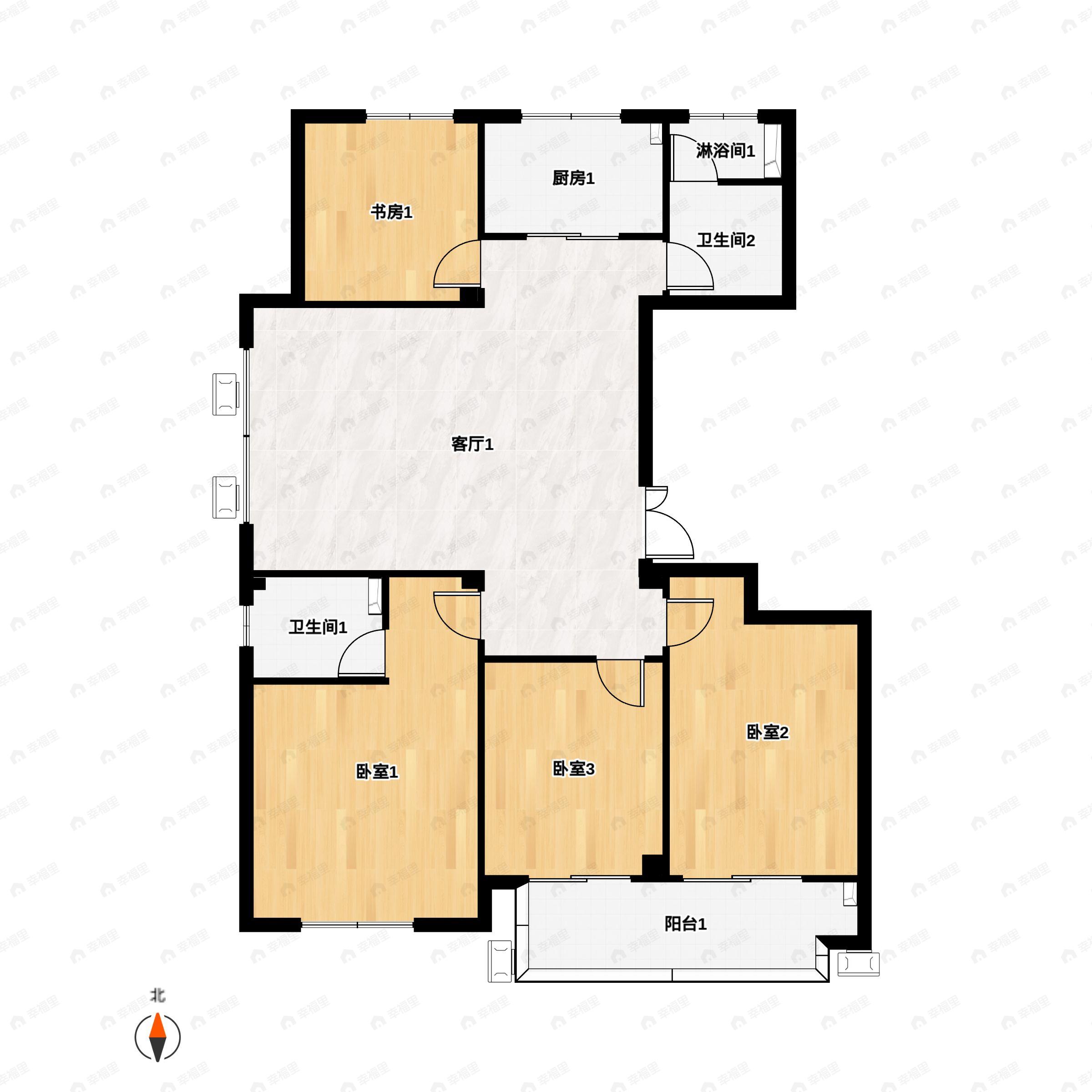 4室2厅2卫建面145平南|北户型图