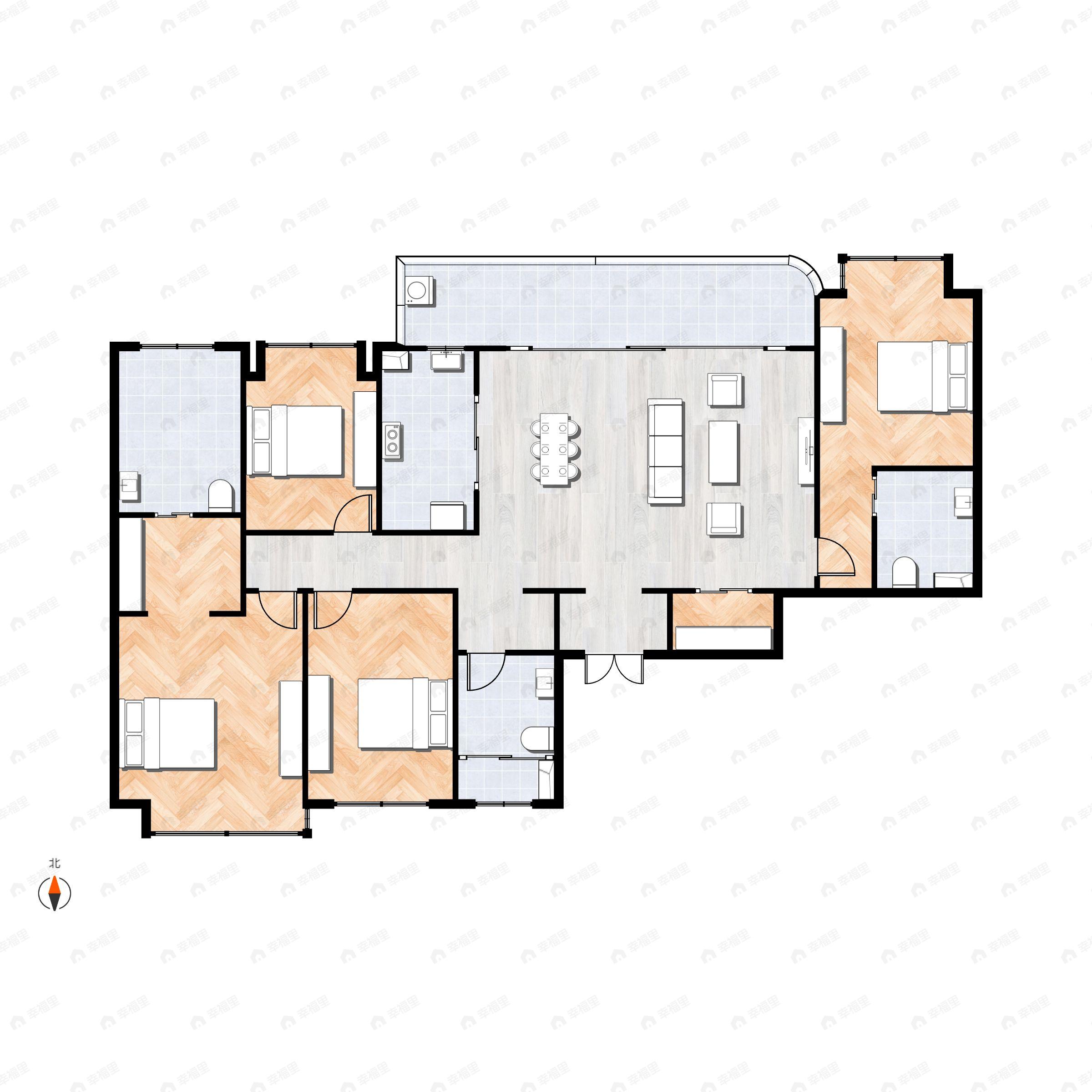 4室2厅3卫建面188平户型图