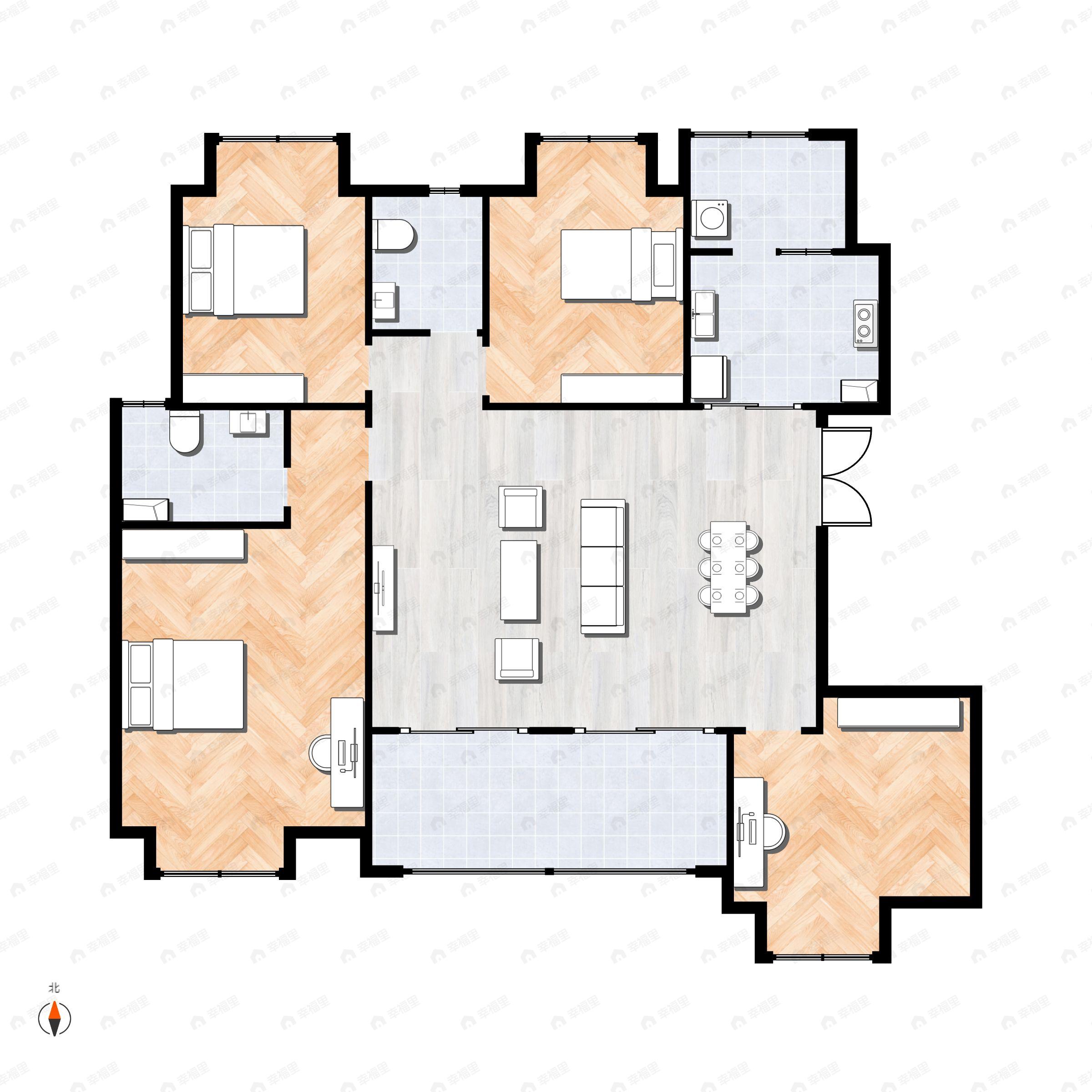 4室2厅2卫建面141平户型图