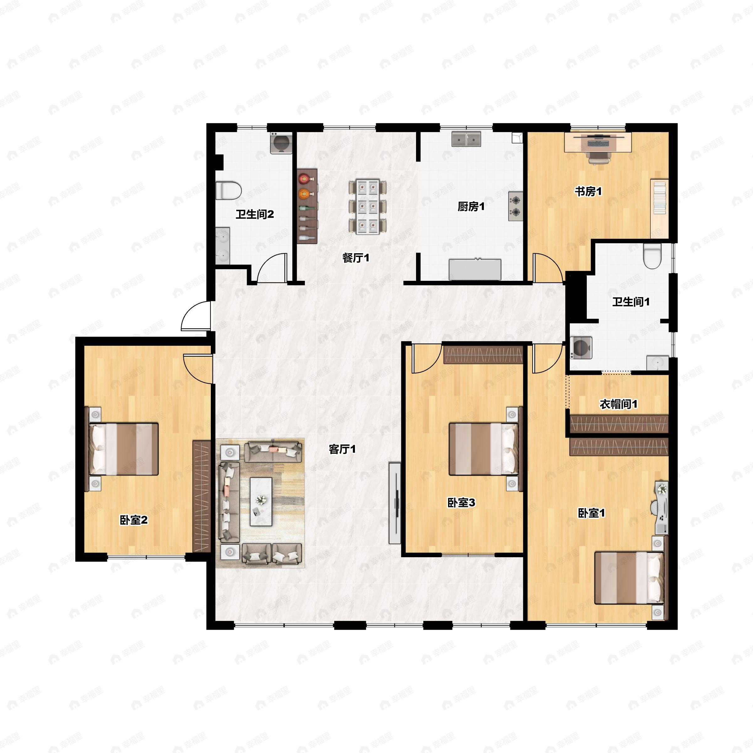 4室2厅2卫建面167平户型图