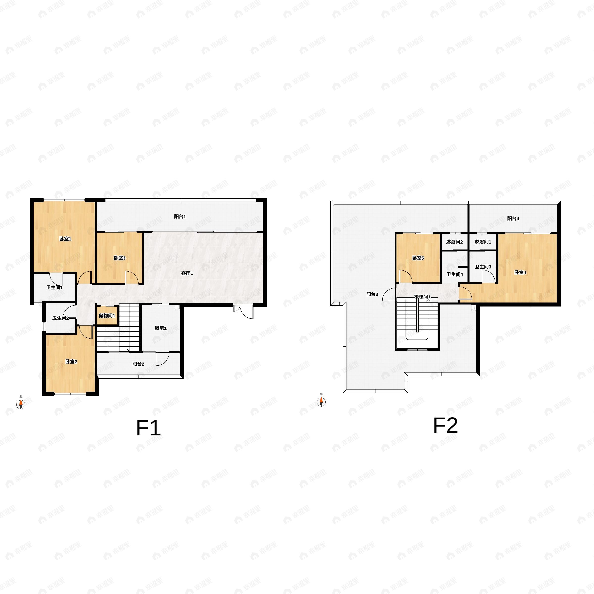 5室2厅4卫建面150平南户型图