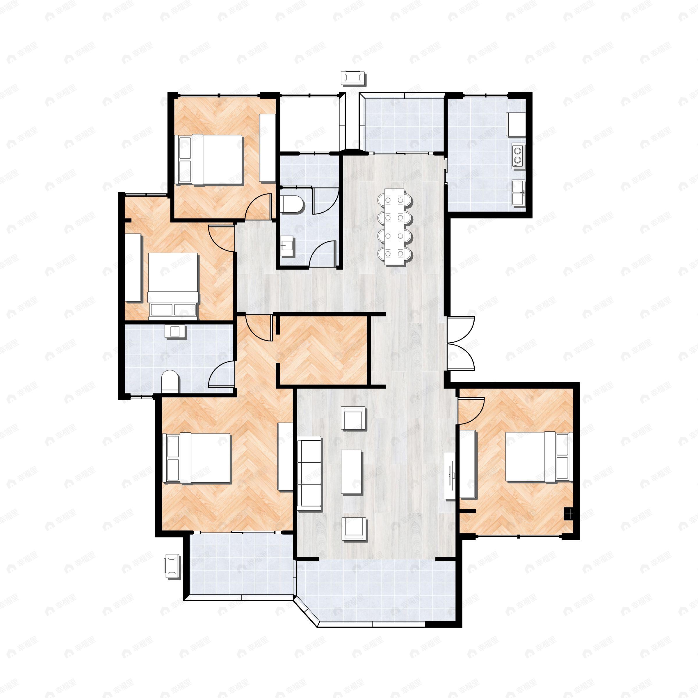 4室2厅2卫建面157平户型图