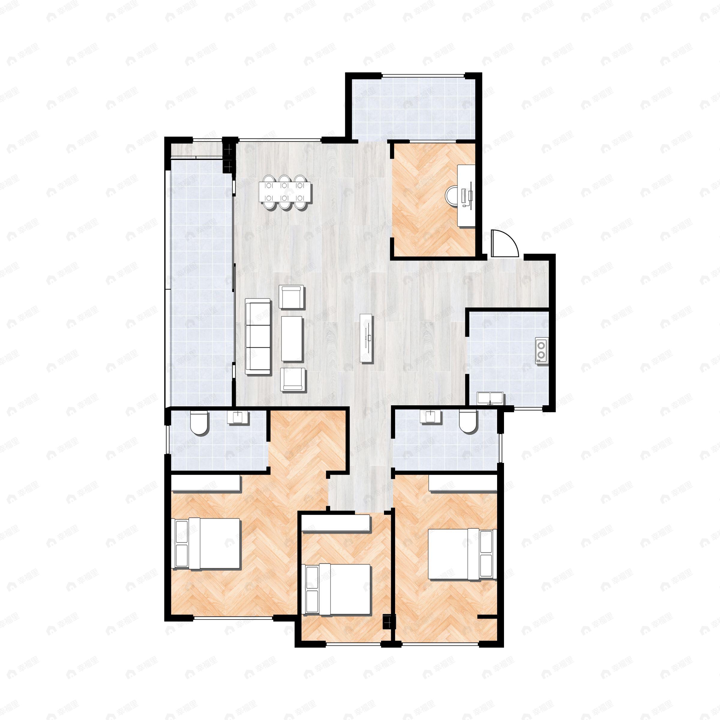 4室2厅2卫建面144平户型图