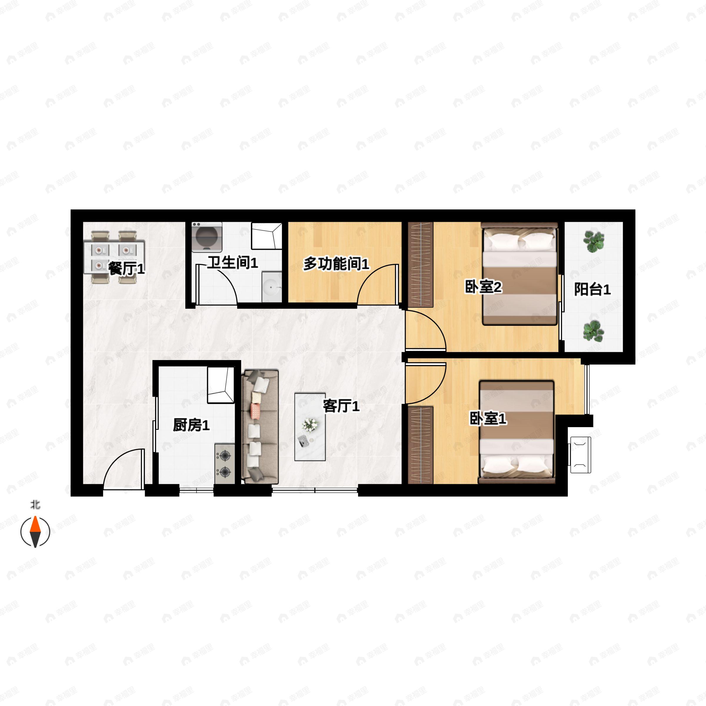 武汉三镇中心3室2厅1卫户型图