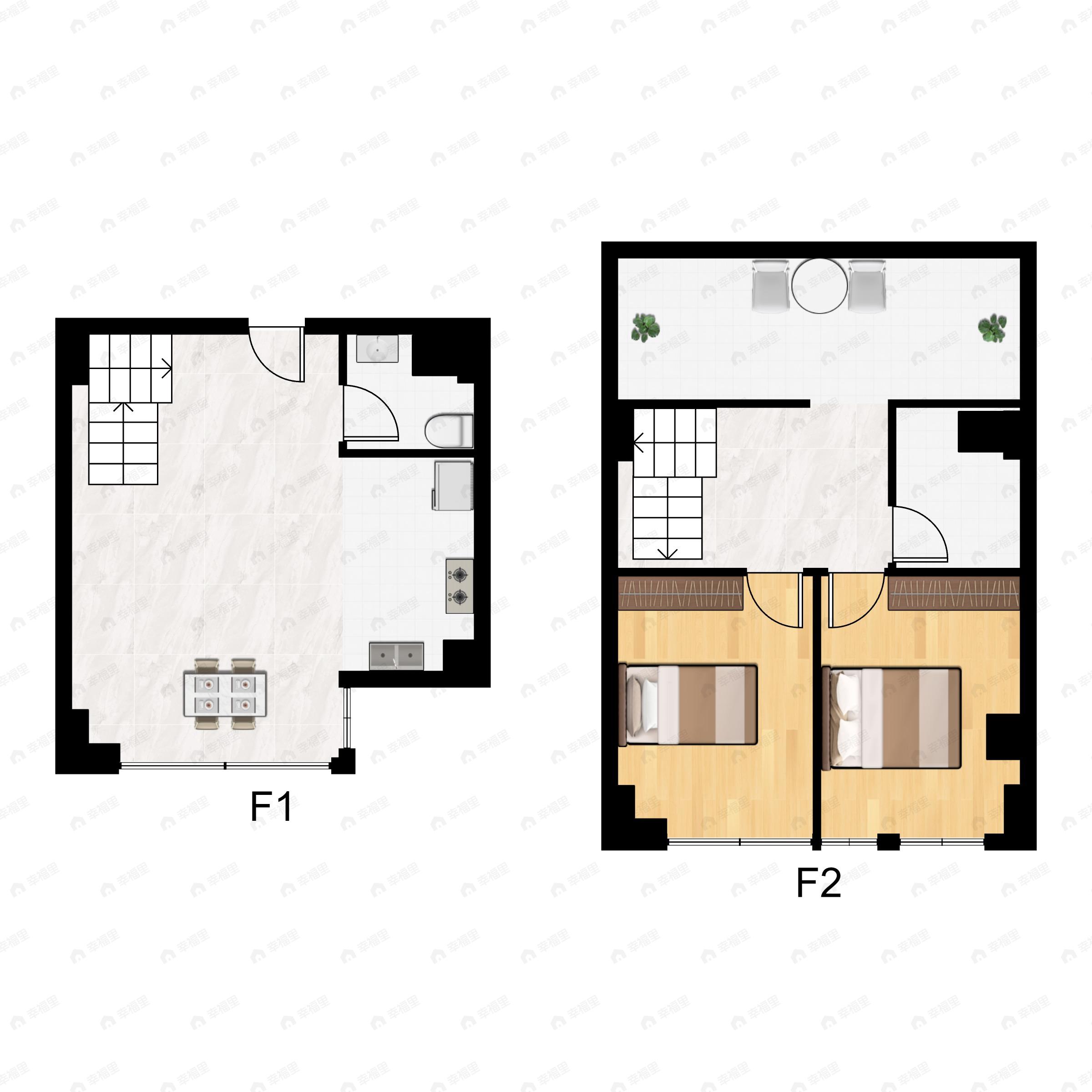 3号LOFT2室2厅2卫户型图