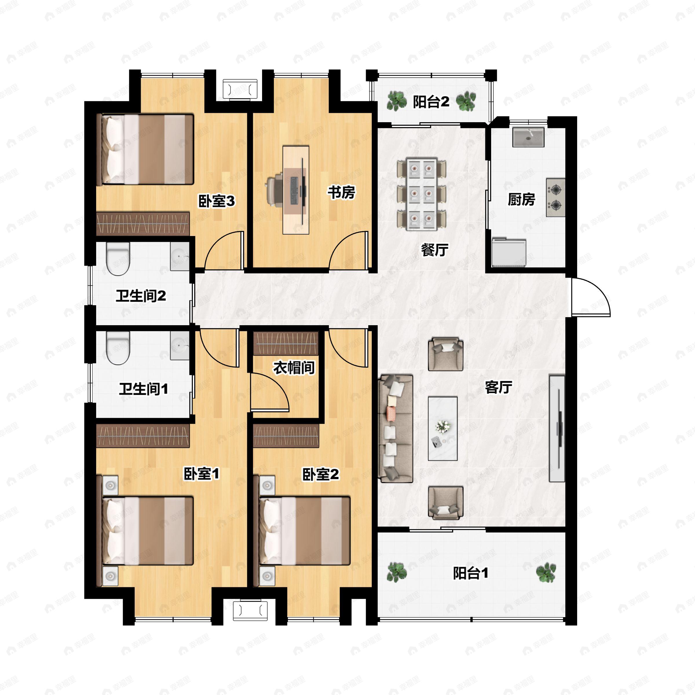 4室2厅2卫建面147平户型图
