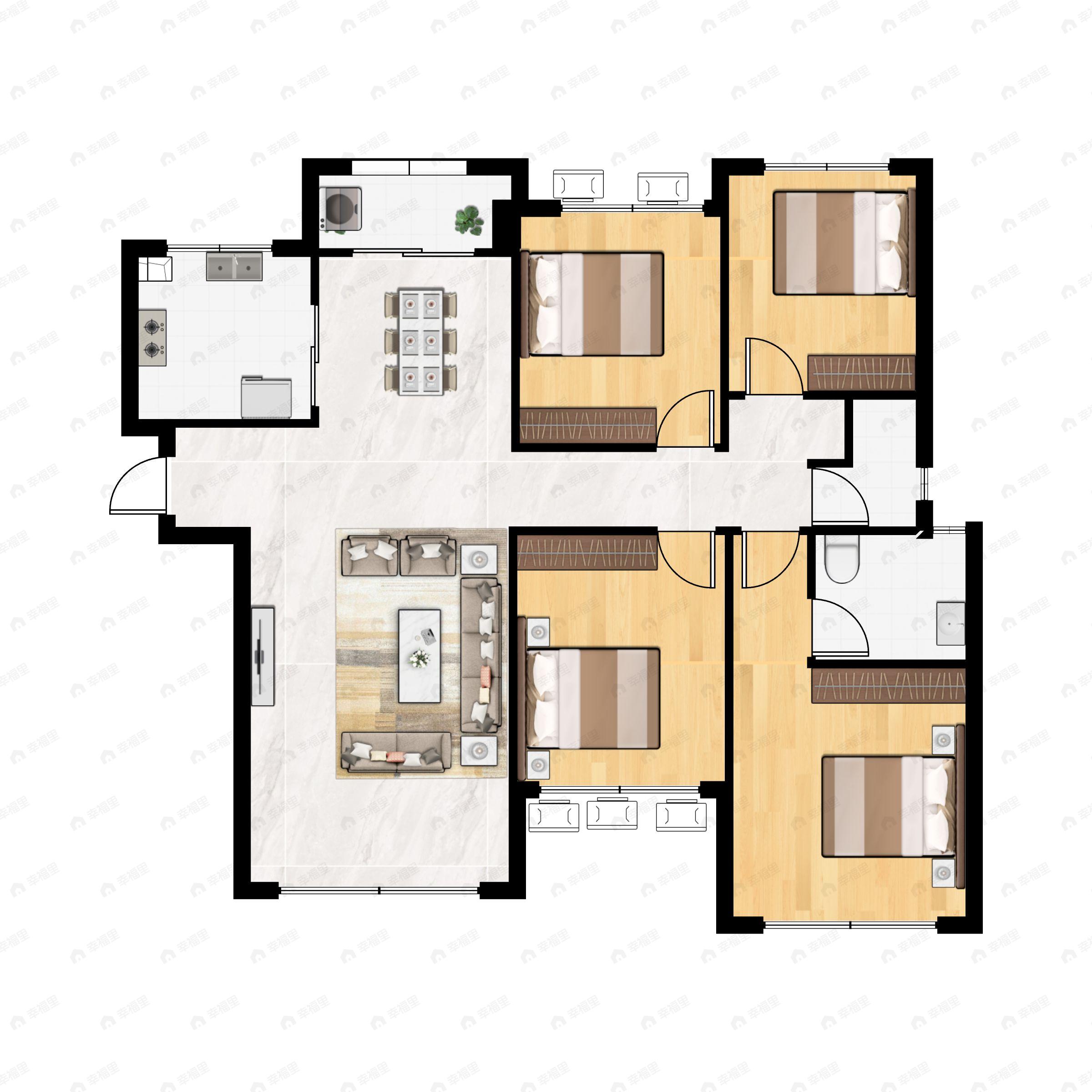 4室2厅2卫建面119平户型图