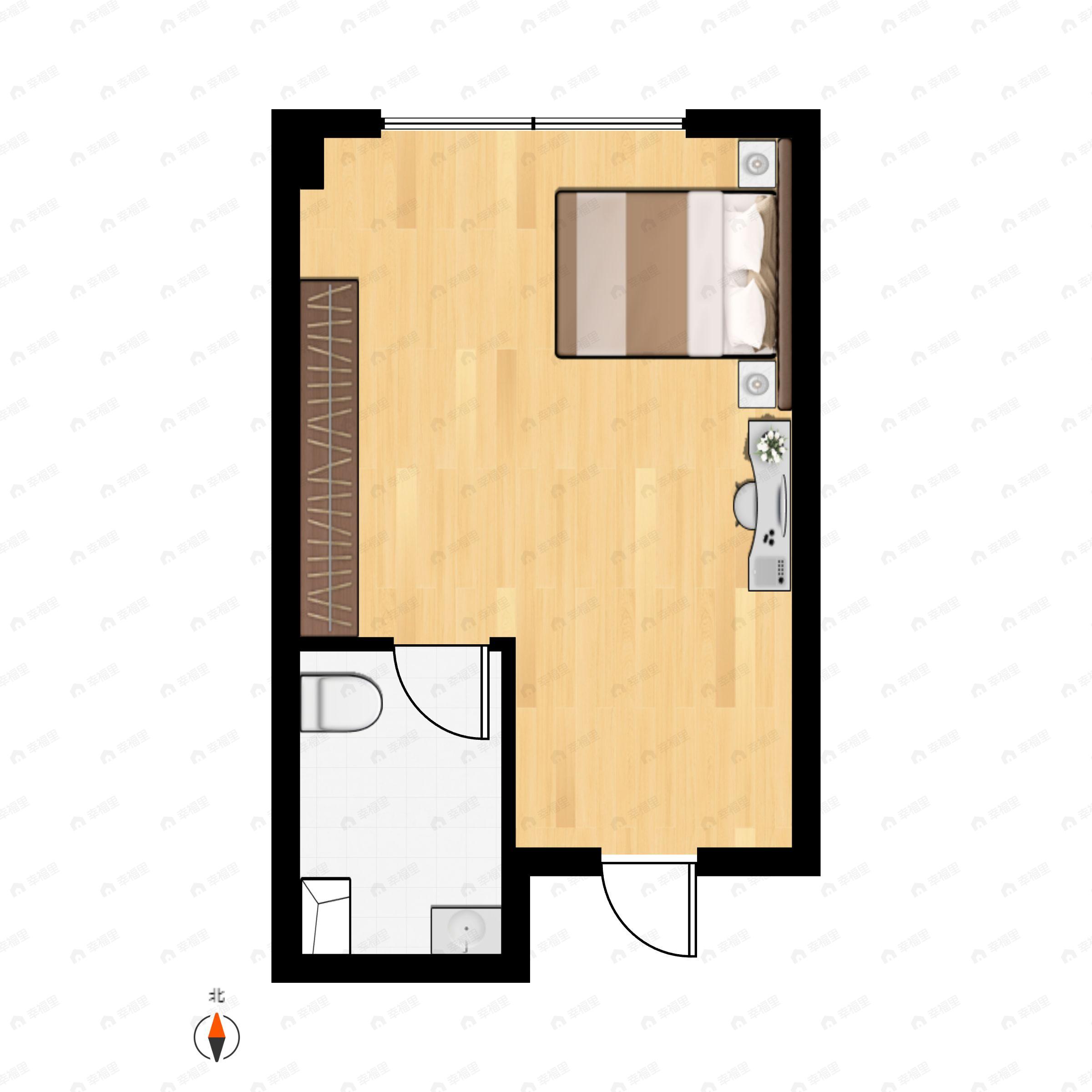 1室1厅1卫建面46m²北户型图