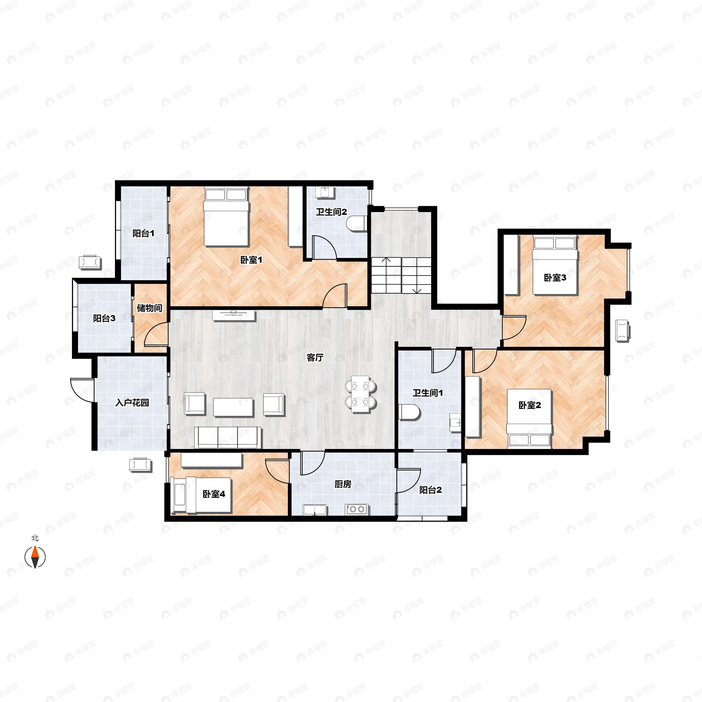 康田栖樾4室2厅3卫户型图