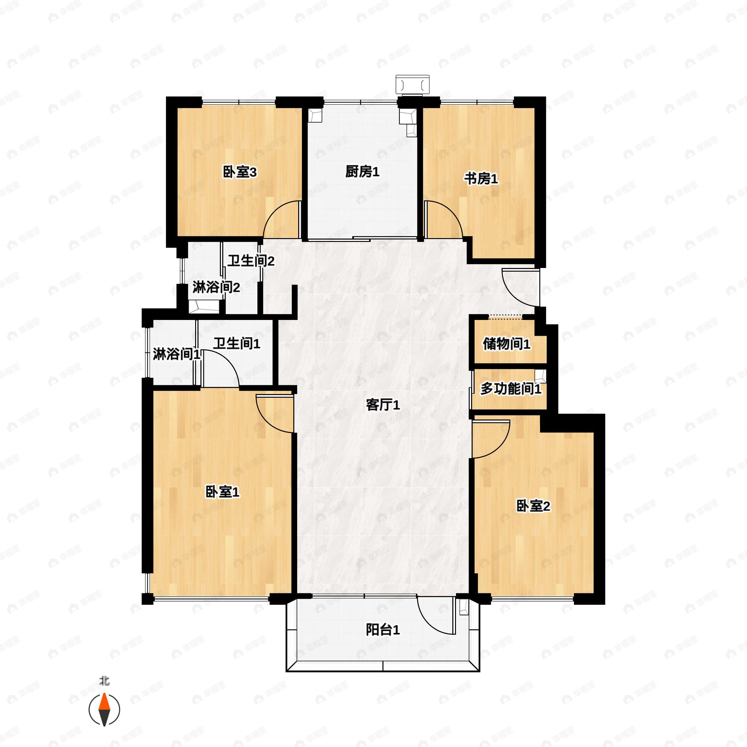 4室2厅2卫建面137平户型图