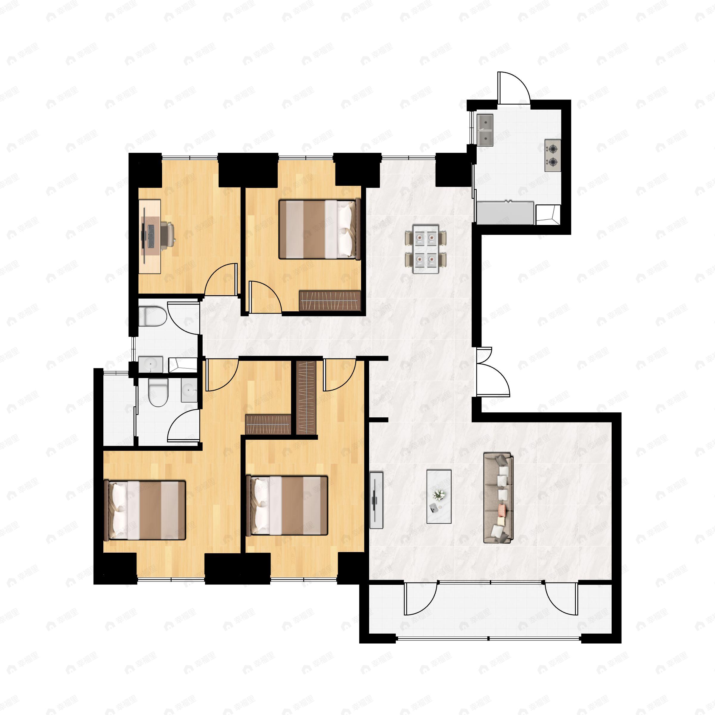 4室2厅2卫建面165平户型图