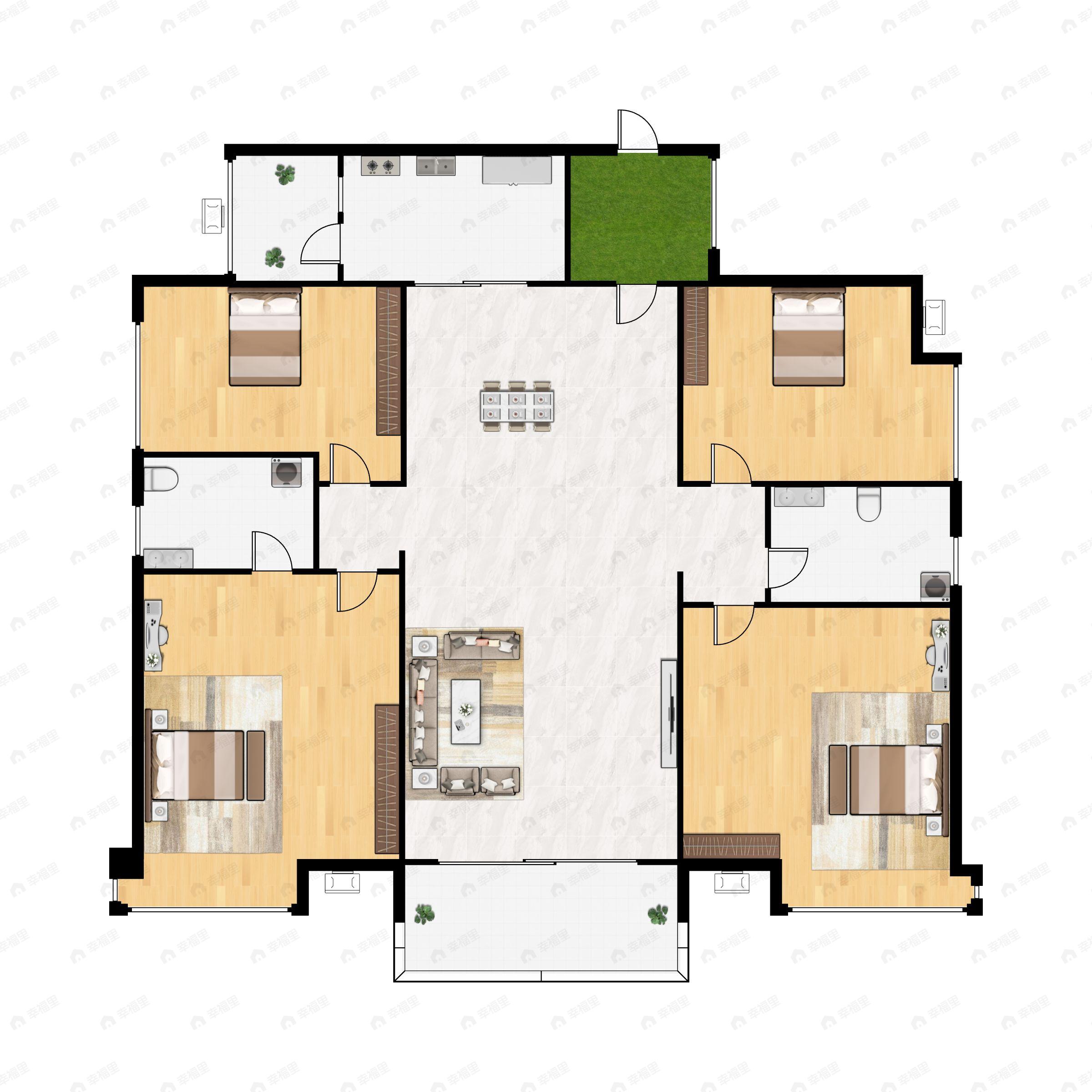 4室2厅2卫建面140平户型图